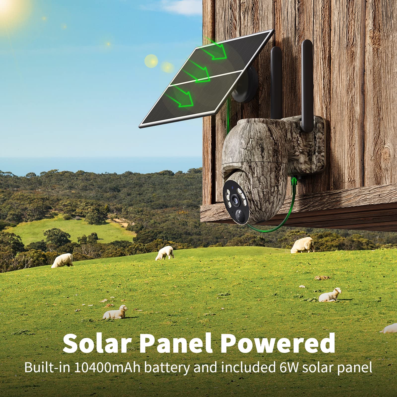 Oculview Cellular Trail Camera 3Rd Generation 4G Lte With Solar Panel, Live Video Game Camera Include Sim Card With 360 Pan Tilt