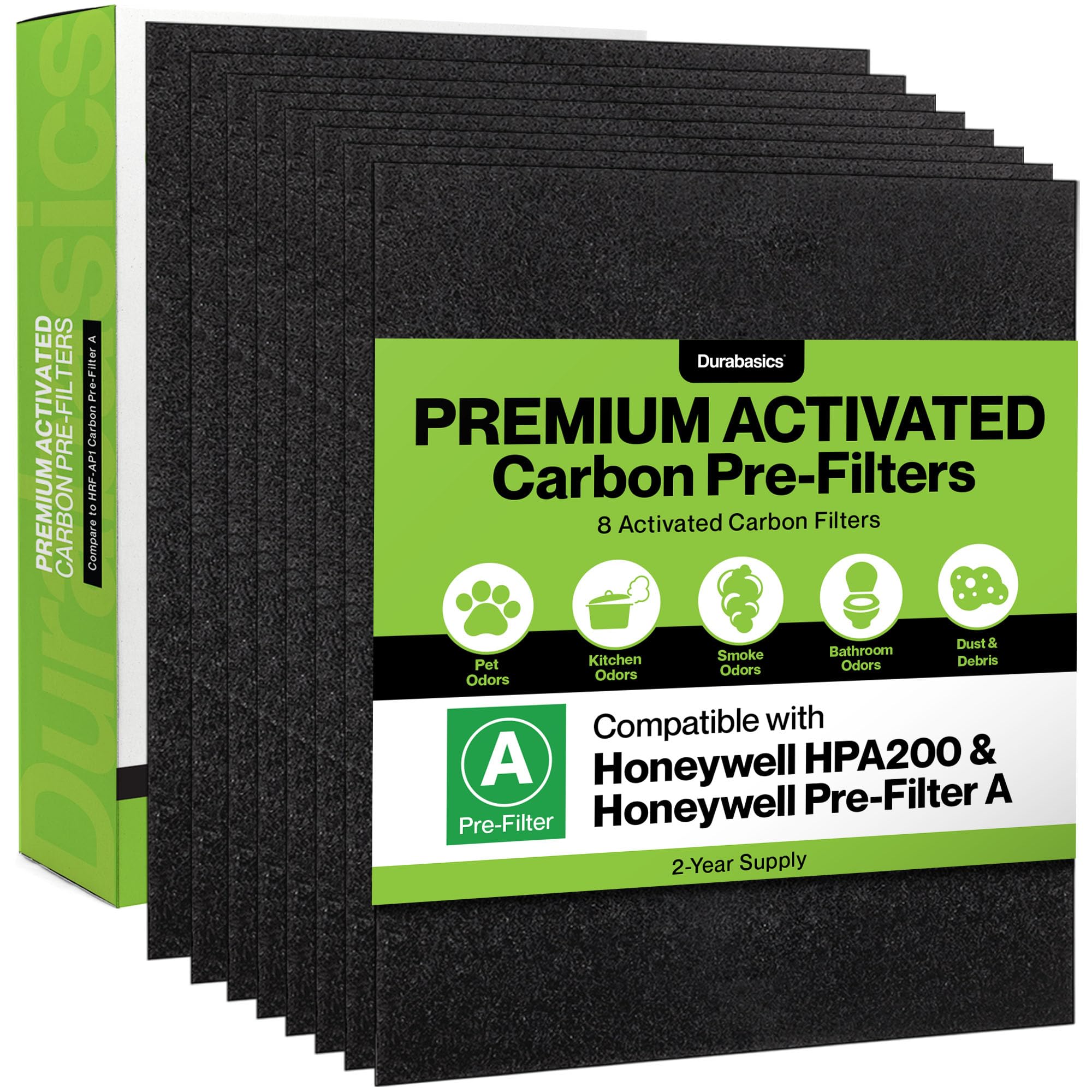 Durabasics 8 Pack Replacement Prefilter For Honeywell Hpa200 | Carbon Pre Filter Replacements For Honeywell Prefilter A, Honeywe
