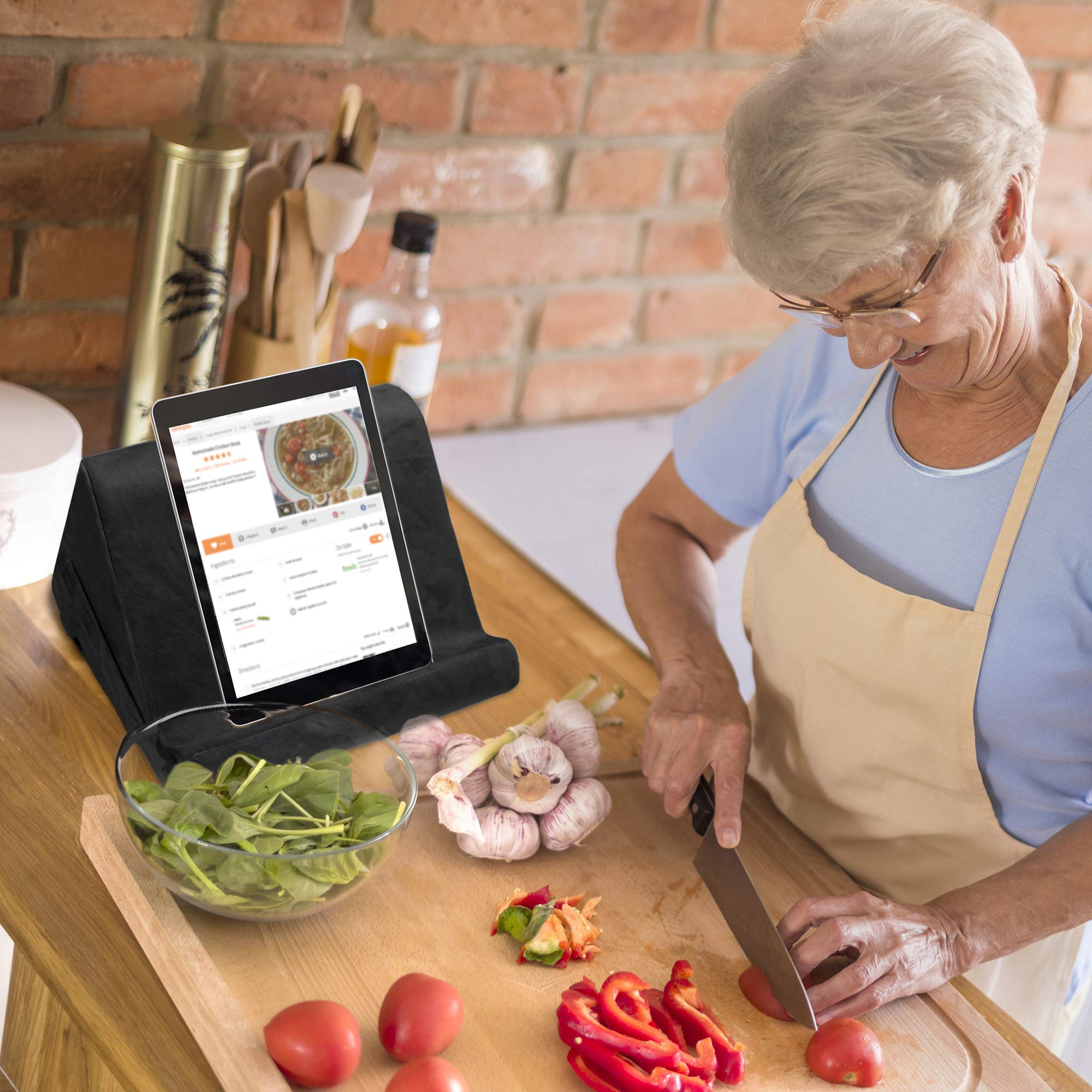 Ontel Pillow Pad Ultra Multi Angle Soft Tablet Stand, Gray   Comfortable Angled Viewing For Ipad, Tablets, Kindle, Smartphones,