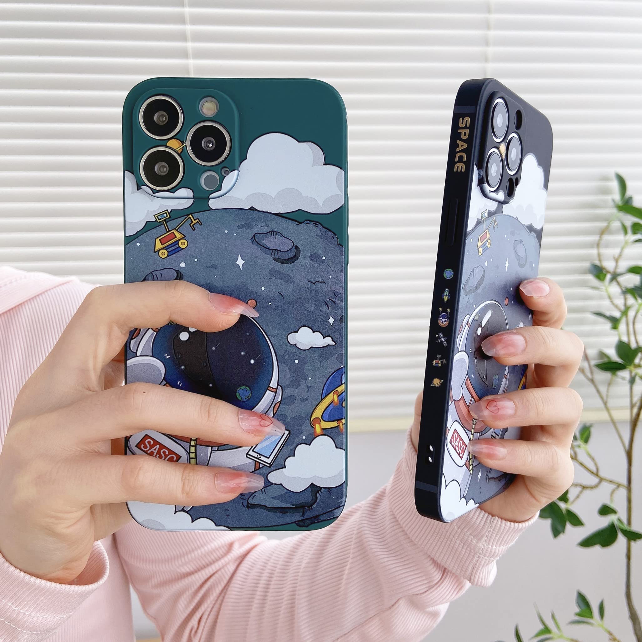 Yonds Queen For Iphone 13 Cute Case, Cool Cartoon Astronaut Planet Moon Space Design Stylish Soft Tpu Bumper Shockproof Anti Sli