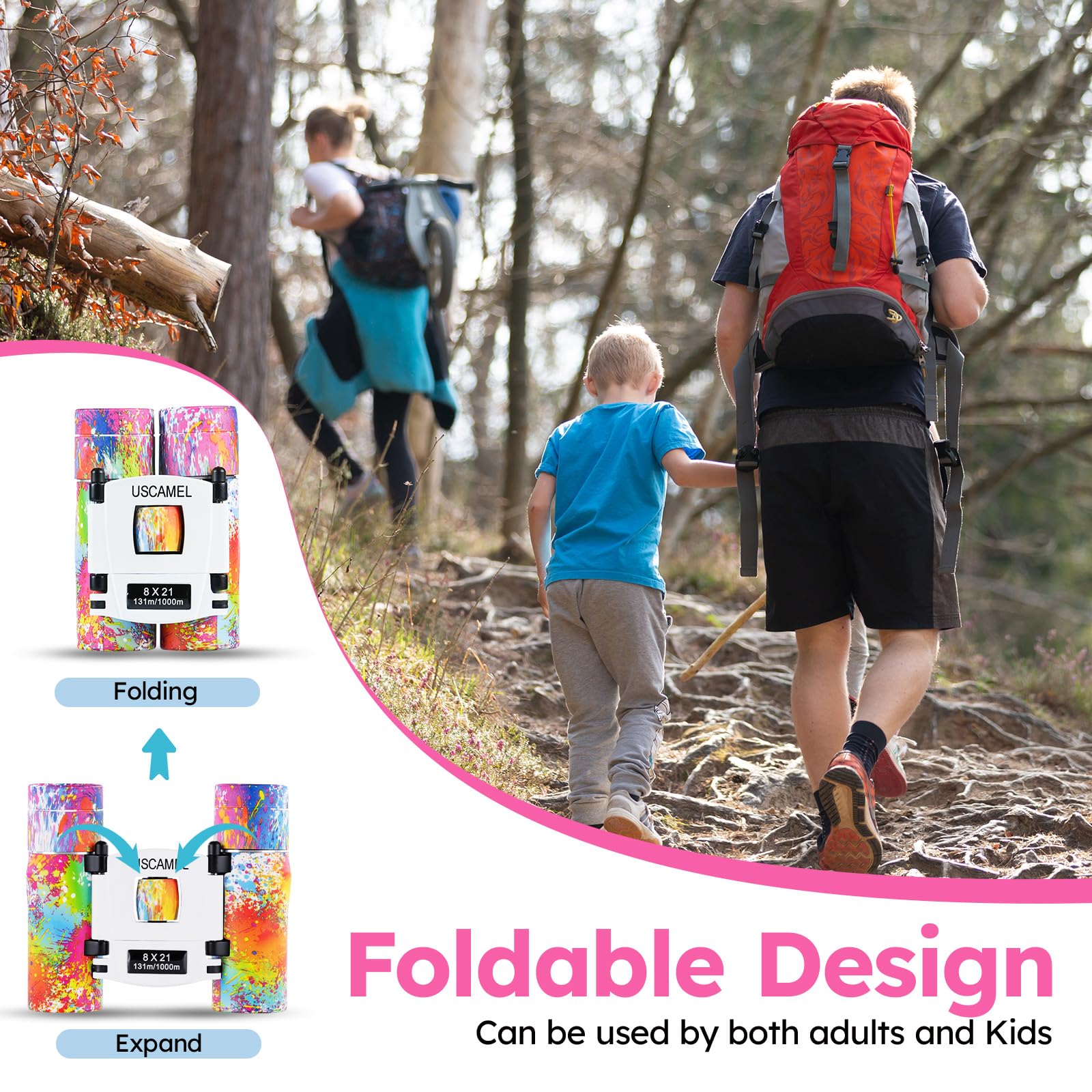 Uscamel Binoculars Kids And Adults, 8  21 Small Binoculars, Fmc Lens Waterproof Compact Binocular For Bird Watching, Travel, Cam