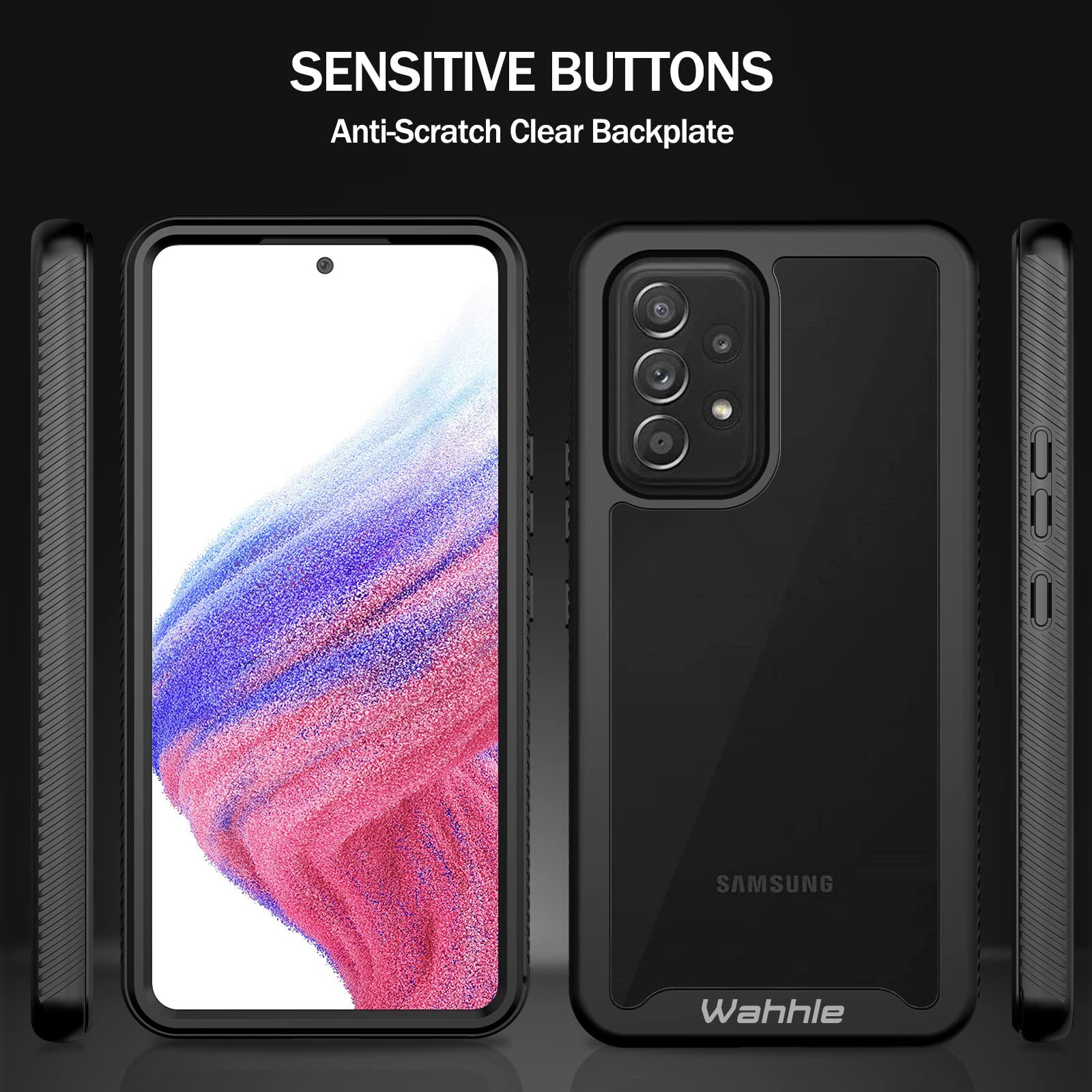 Wahhle Compatible With Samsung A53 5G Case, Built In Screen Protector Full Body Shockproof Slim Fit Bumper Protective Phone Cove