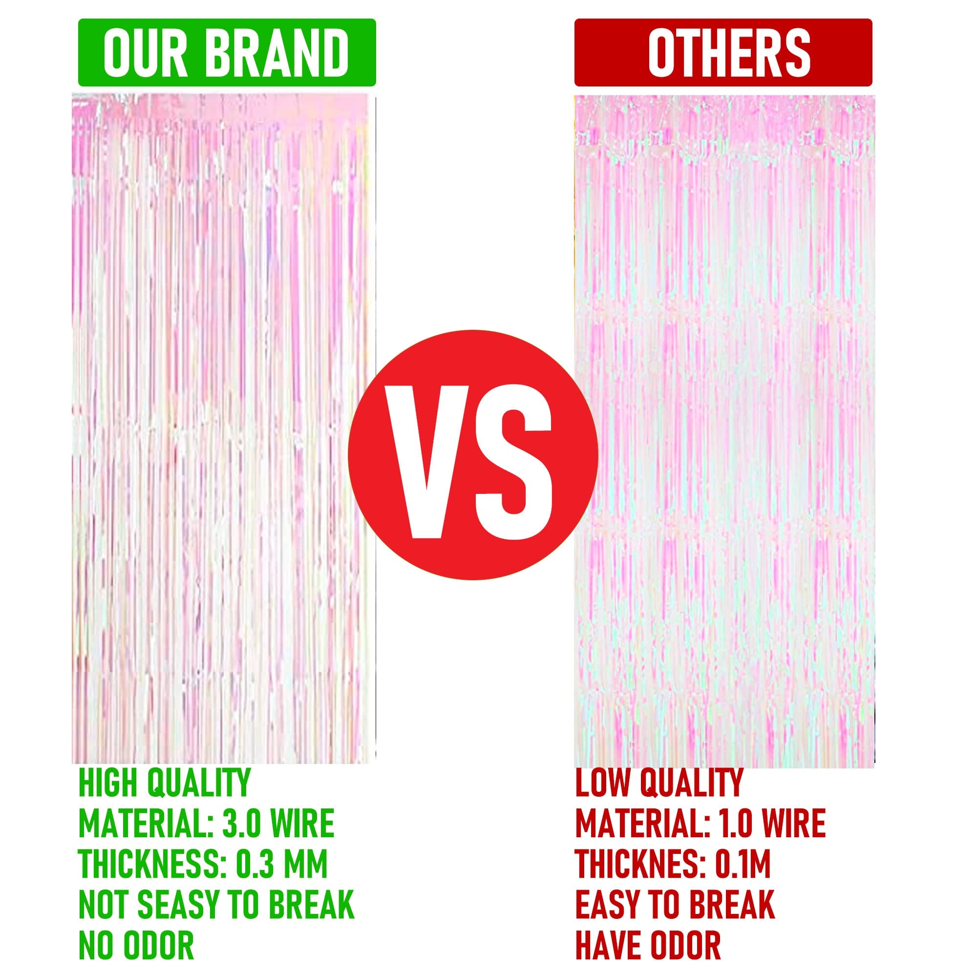 Dazzle Bright 2 Pack Backdrop Curtain, 3Ft X 8Ft Metallic Tinsel Foil Fringe Curtains Photo Booth Background For Baby Shower Par