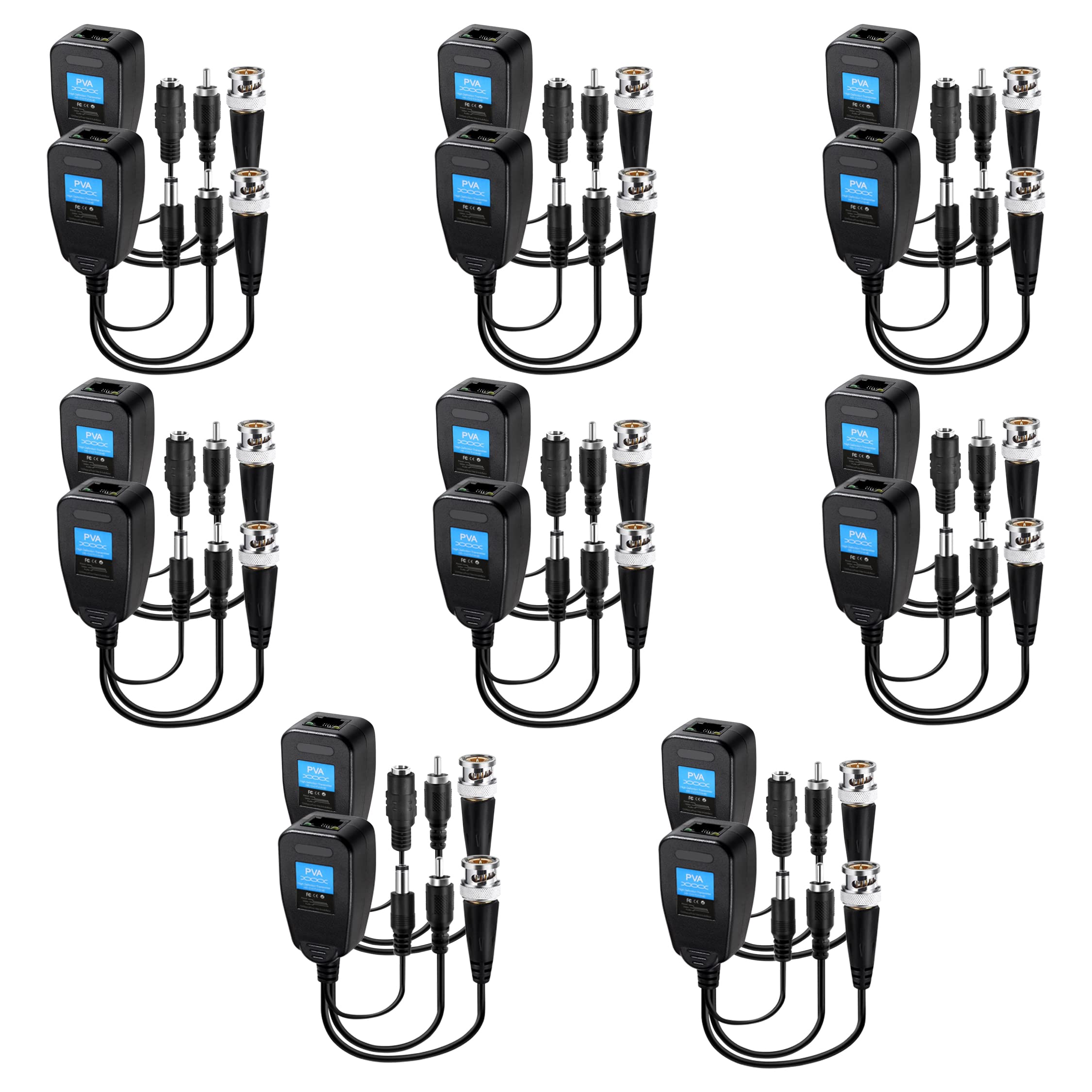 Passive Video Balun 8 Pairs Passive Video Power Balun Audio Connector 720P  2Mp Bnc To Rj45 Network Transceiver Cat5E/Cat6 Bnc T