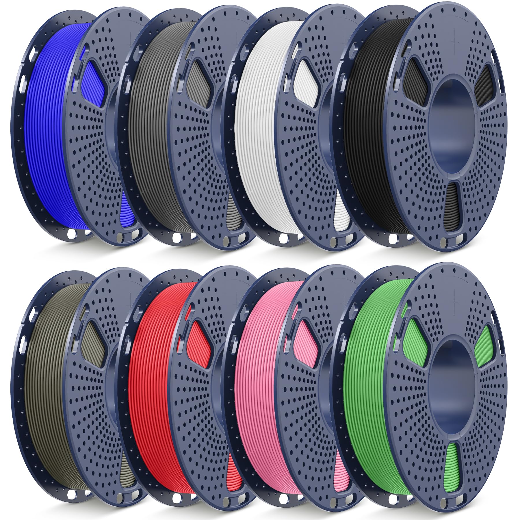 SUNLU PLA Filament Bundle 1.75mm Matte, Neatly Wound Filament, Smooth Matte Finish, 2kg in Total, 0.25kg Spool, 8 Packs, Black+W