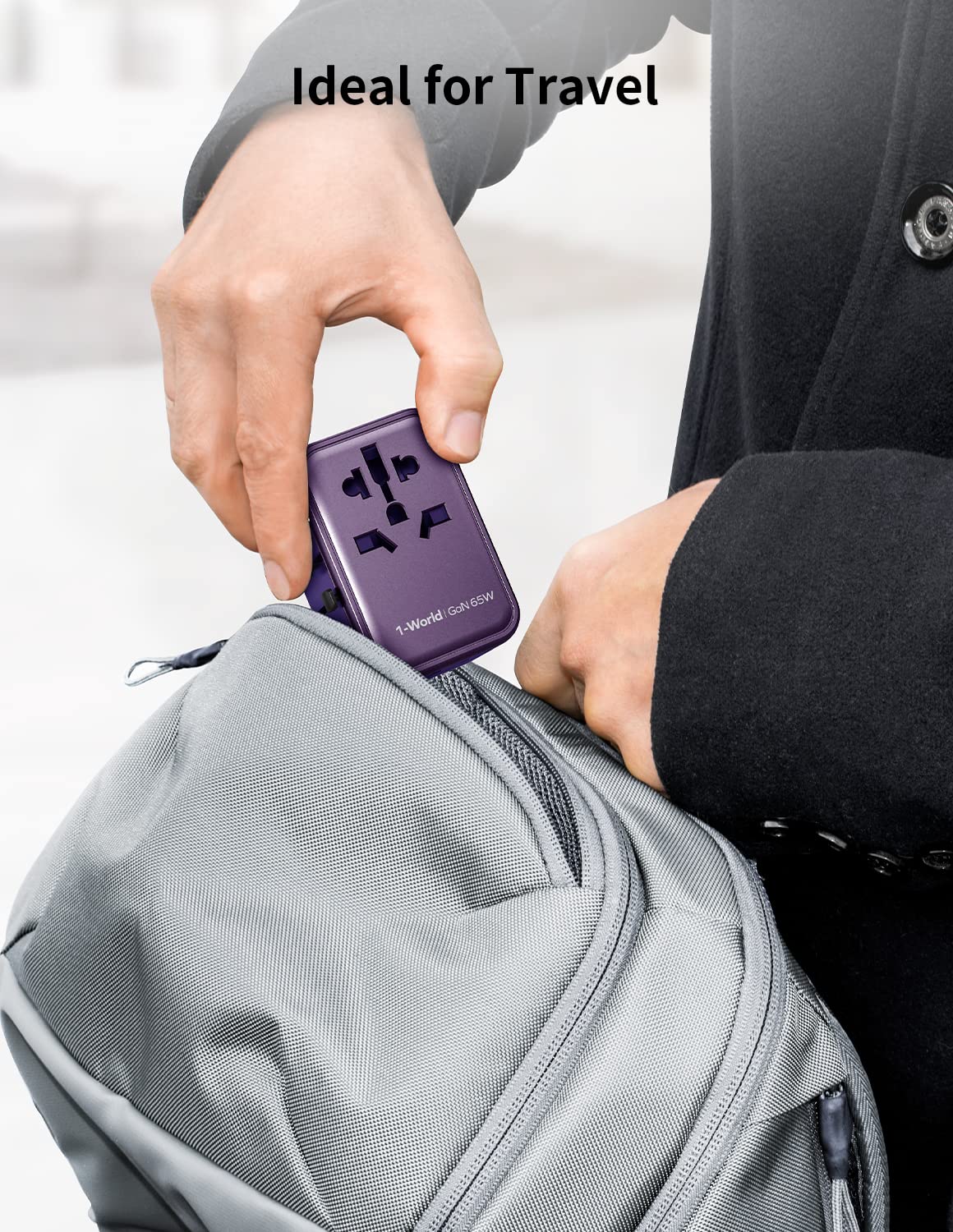 Momax Universal Travel Adapter, 70W Gan Travel Plug Adapter With Uk,Eu,Au,Us Plugs, 3Usb C Pd & 2Usb A Qc International Adapter