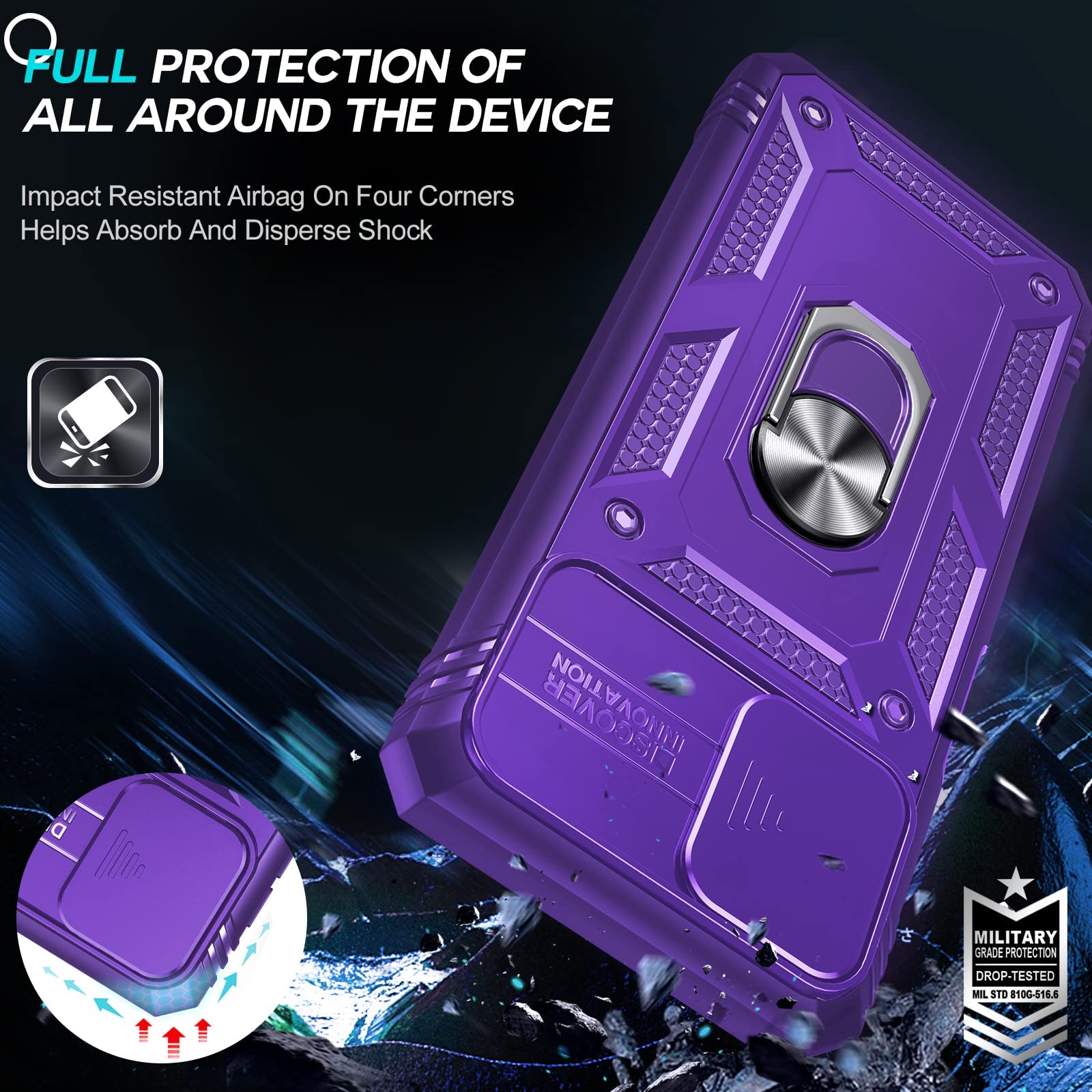 Leyi For Samsung Galaxy A12 Case: Samsung A12 Case With Slide Camera Cover + [2 Packs] Screen Protector, 360 Full Body Military