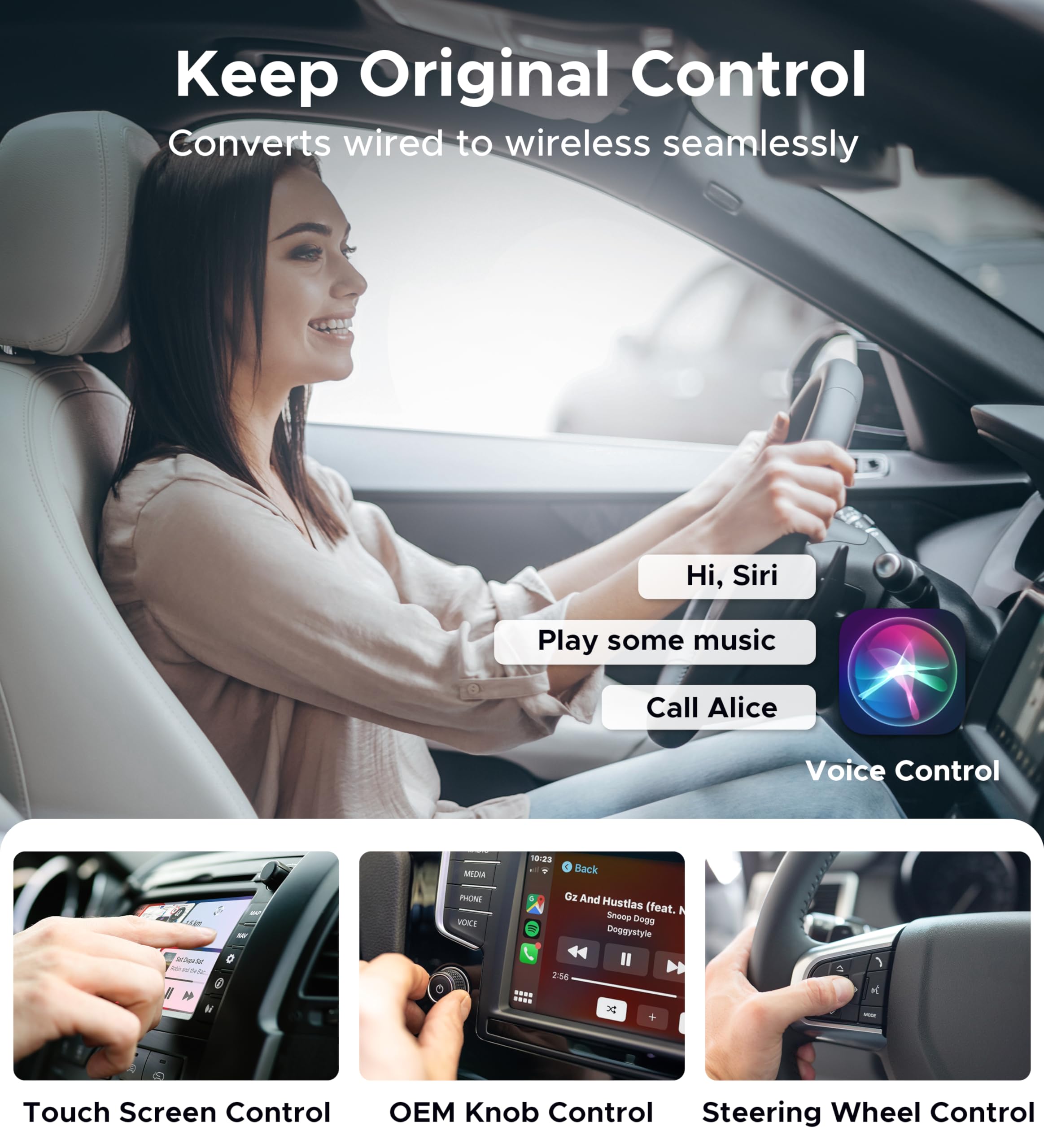 Wireless Carplay Adapter   Fast Converts Wired Car Play To Wireless Via Usb, Latencyfree With Original Control, Fit For Apple Ip