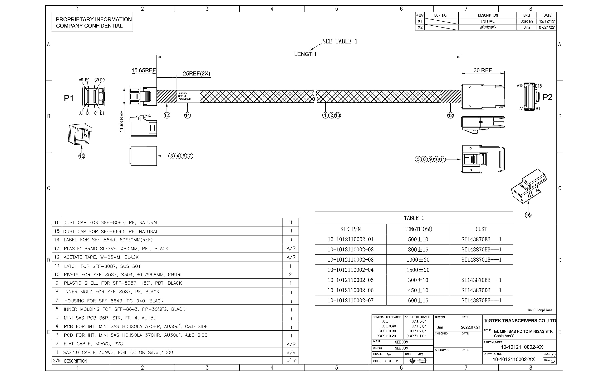 10Gtek# Internal Mini Sas Hd Sff 8643 To Mini Sas Sff 8087 Cable, 0.3 M(0.98Ft)