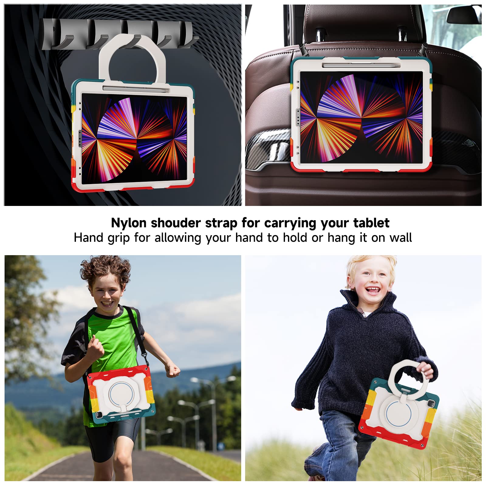 Roiskin For Ipad Pro 12.9 Inch Case (6Th/5Th/4Th/3Rd Generation)With Screen Protector For Kids, 360 Kickstand,Handle, Pencil Hol