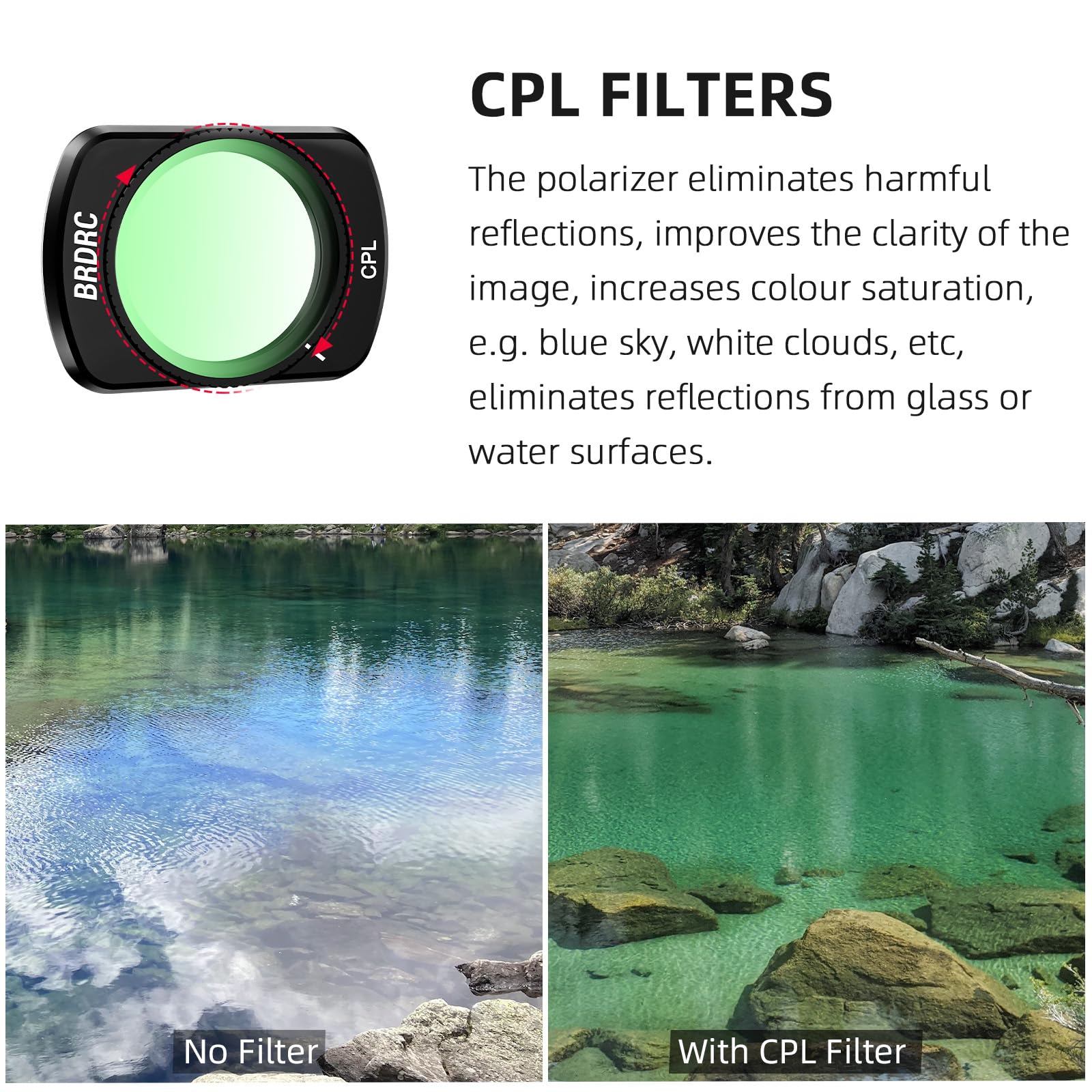 BRDRC ND CPL Lens Filter Set for DJI Osmo Pocket 3 - Magnetic, Stackable, Aluminum, 6 Pack