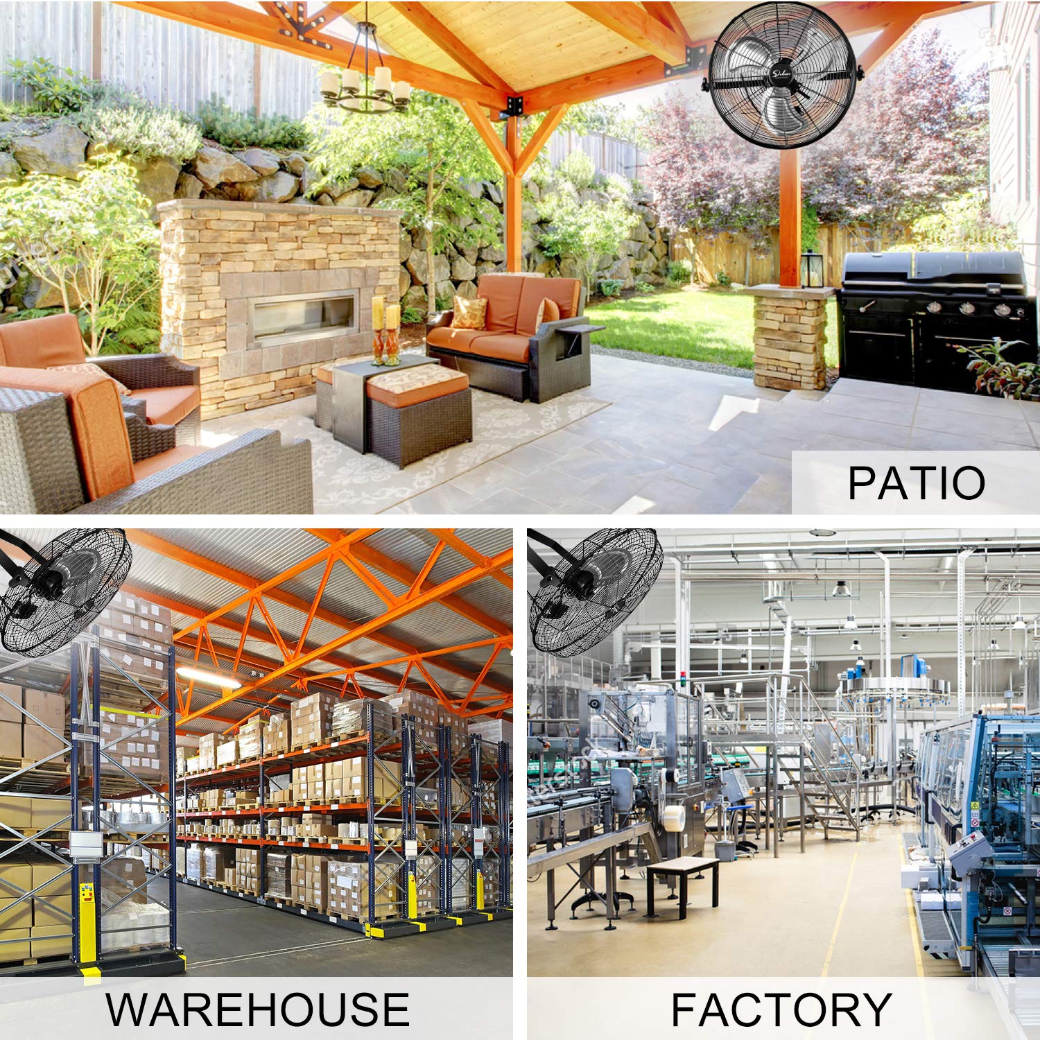 Simple Deluxe 20 Inch High Velocity 3 Speed, Black Wall Mount Fan