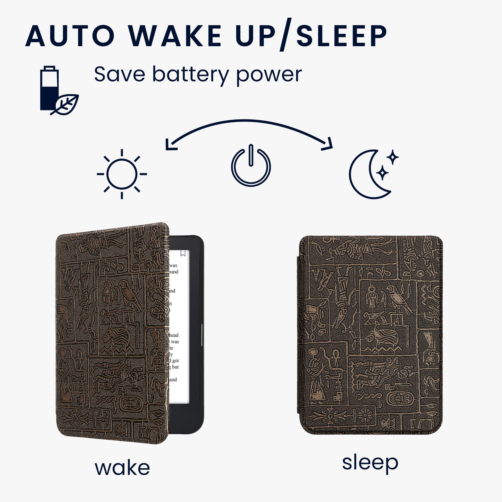 Kwmobile Case Compatible With Kobo Clara 2E / Tolino Shine 4 Case   Ereader Cover   Egyptian Figures Gold/Black