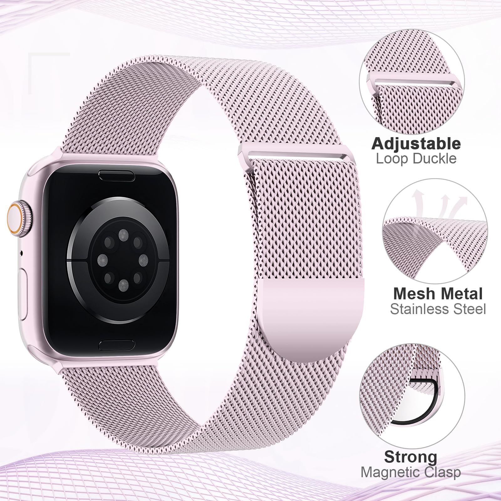 Zalaver Metal Band Compatible With Apple Watch Bands 38Mm 40Mm 41Mm 42Mm 44Mm 45Mm 49Mm Women Men,Adjustable Magnetic Stainless