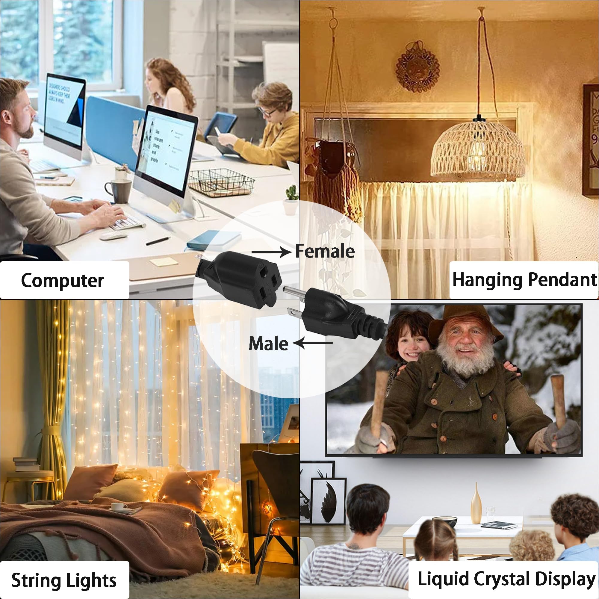 Long Extension Cord With Switch On/Off 3 Prong Grounded Plug Indoor Power Cord 6.56 Ft Insulated & Flame Retardant,Indoor Use, U