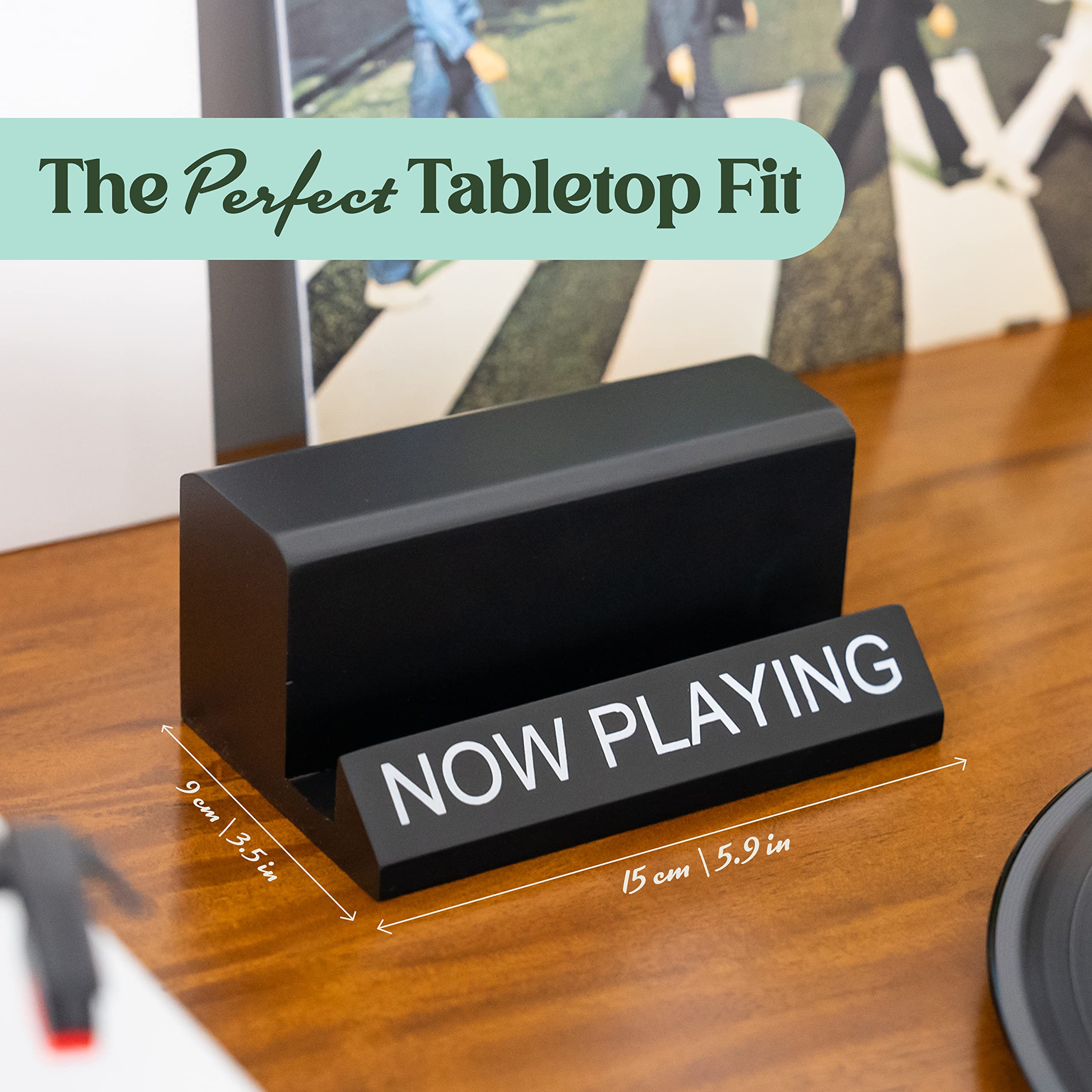 Now Playing Vinyl Record Stand   Classic Black Wooden Vinyl Record Holder For Albums & Record Decor, Now Spinning Record Stand F