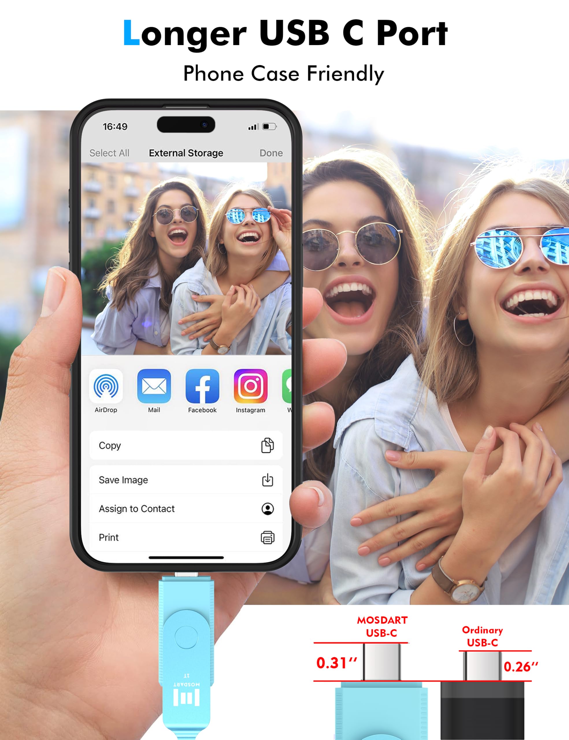 Mosdart 1Tb Usb C Dual Flash Drive Speed Up To 150Mb/S With Keychain   2 In 1 Otg Usb3.1 Type C Thumb Drive Memory Stick For Usb