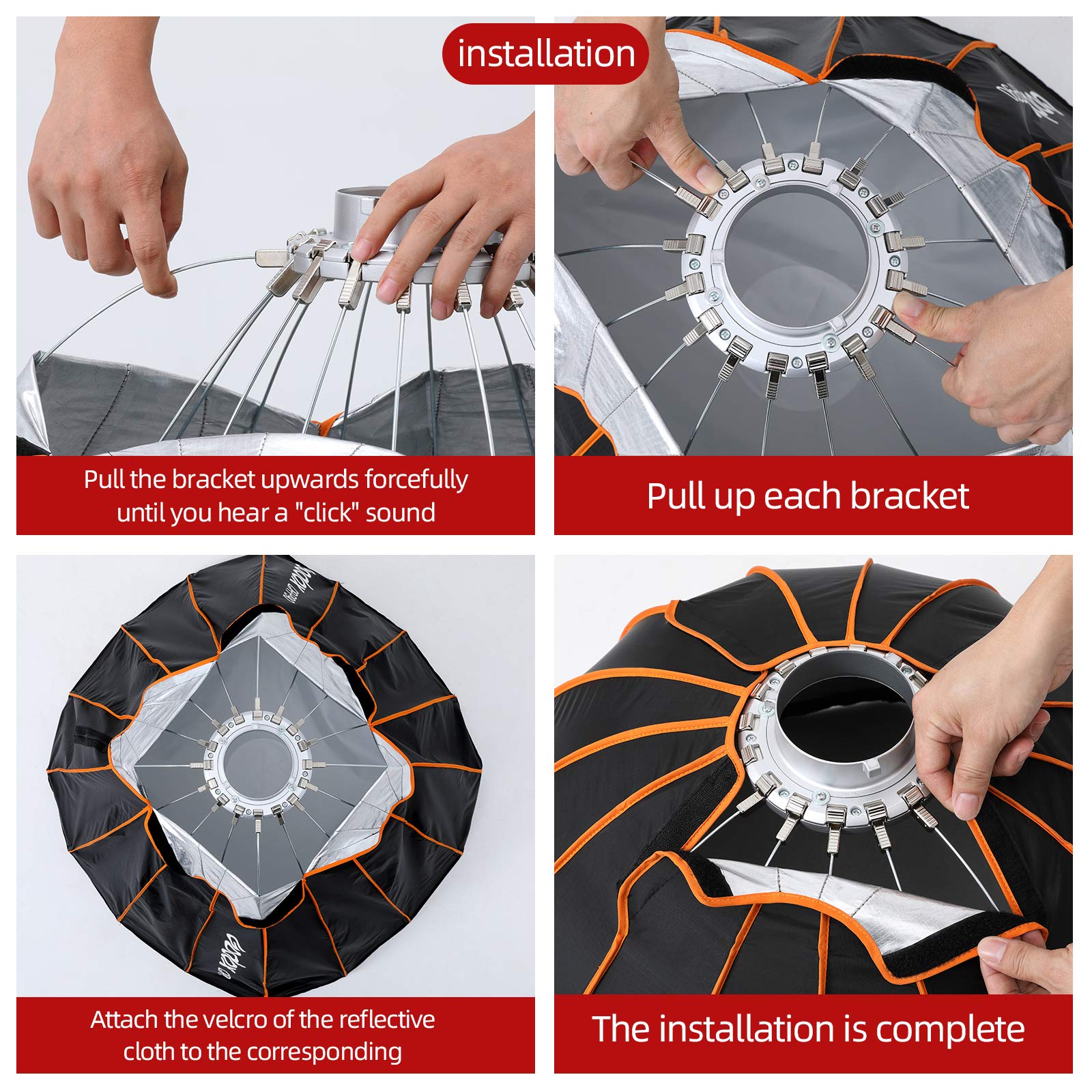 Godox Qr P70 27In 70Cm Deep Parabolic Softbox Quick Release Compatible Bowens Mount Softbox With Grid, Carrying Bag For Photogra