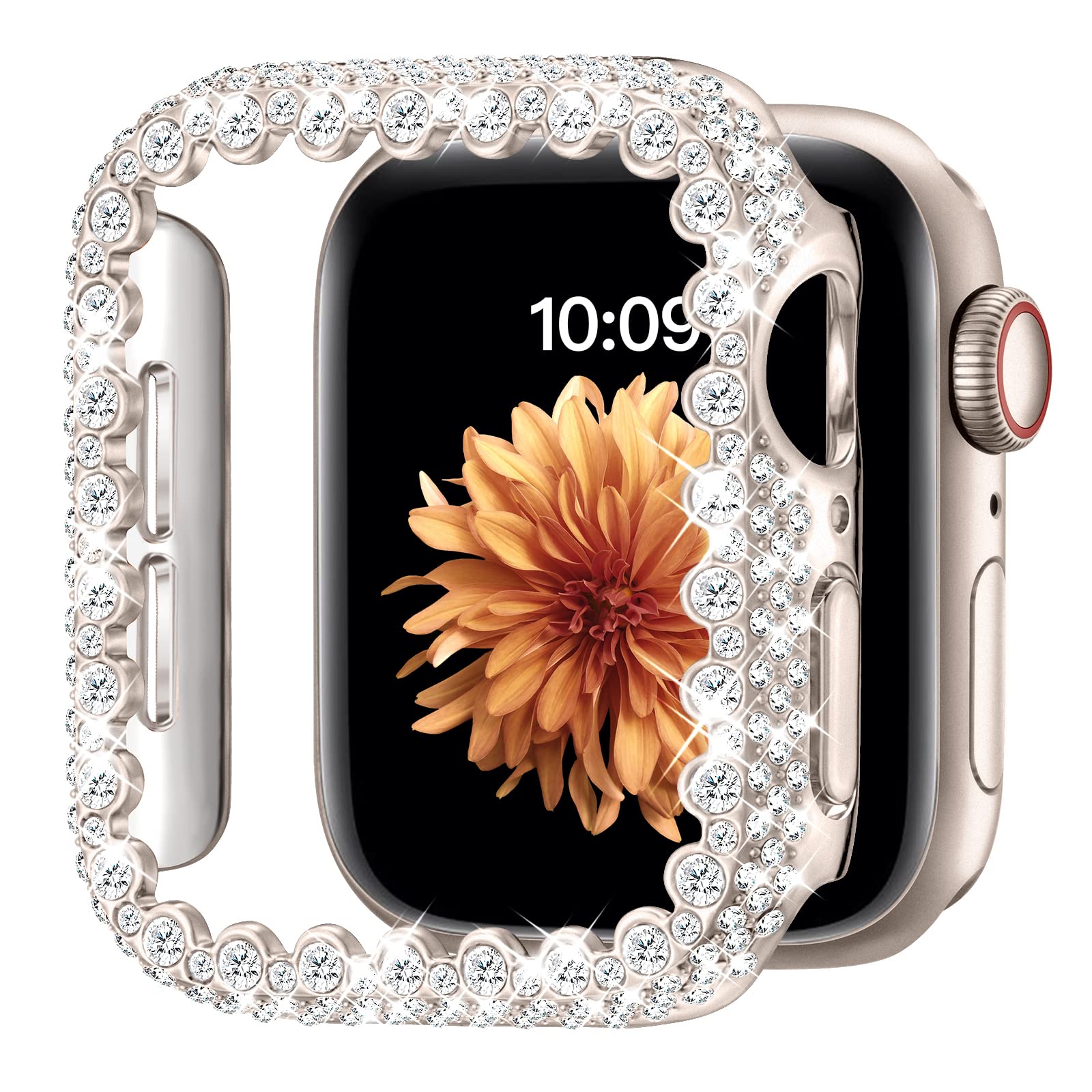 Bling Bumper Case Compatible With Apple Watch Series 9/8/7 45Mm, Diamond Protective Face Cover For Women, Hard Pc Frame For Iwat