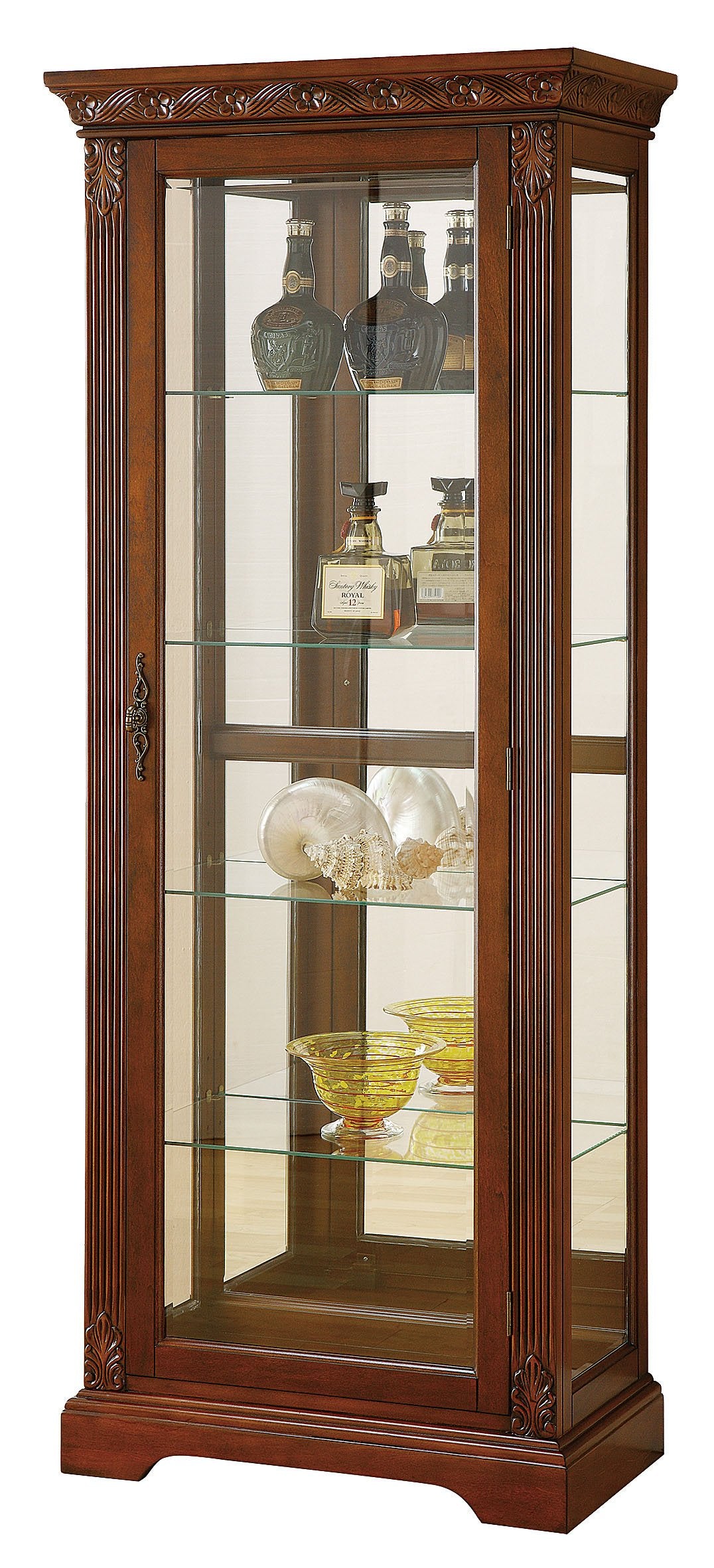 Acme Addy Curio Cabinet in Cherry