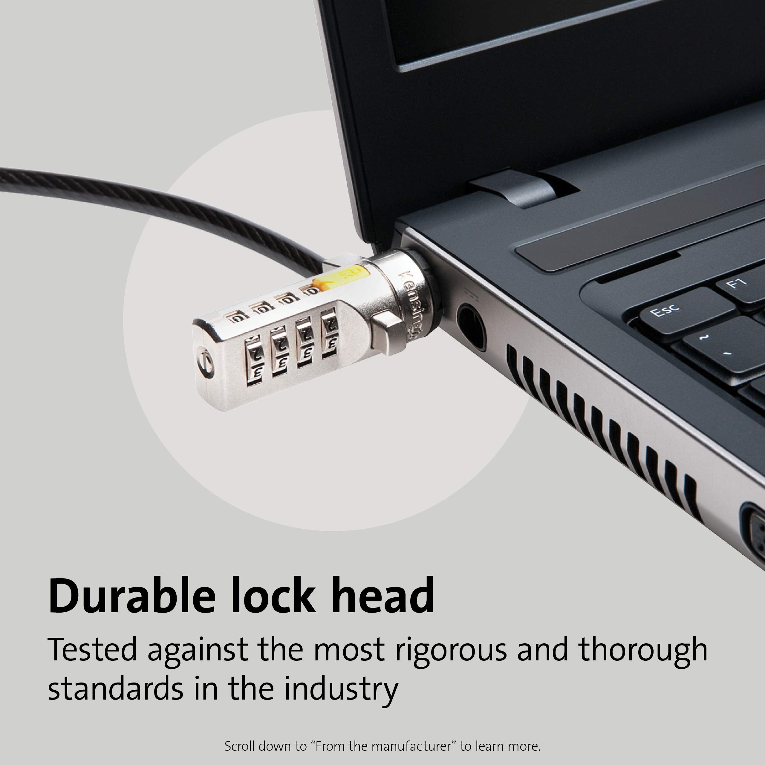 Kensington Combination Ultra Cable Lock For Laptops And Other Devices (K64675Us),Silver