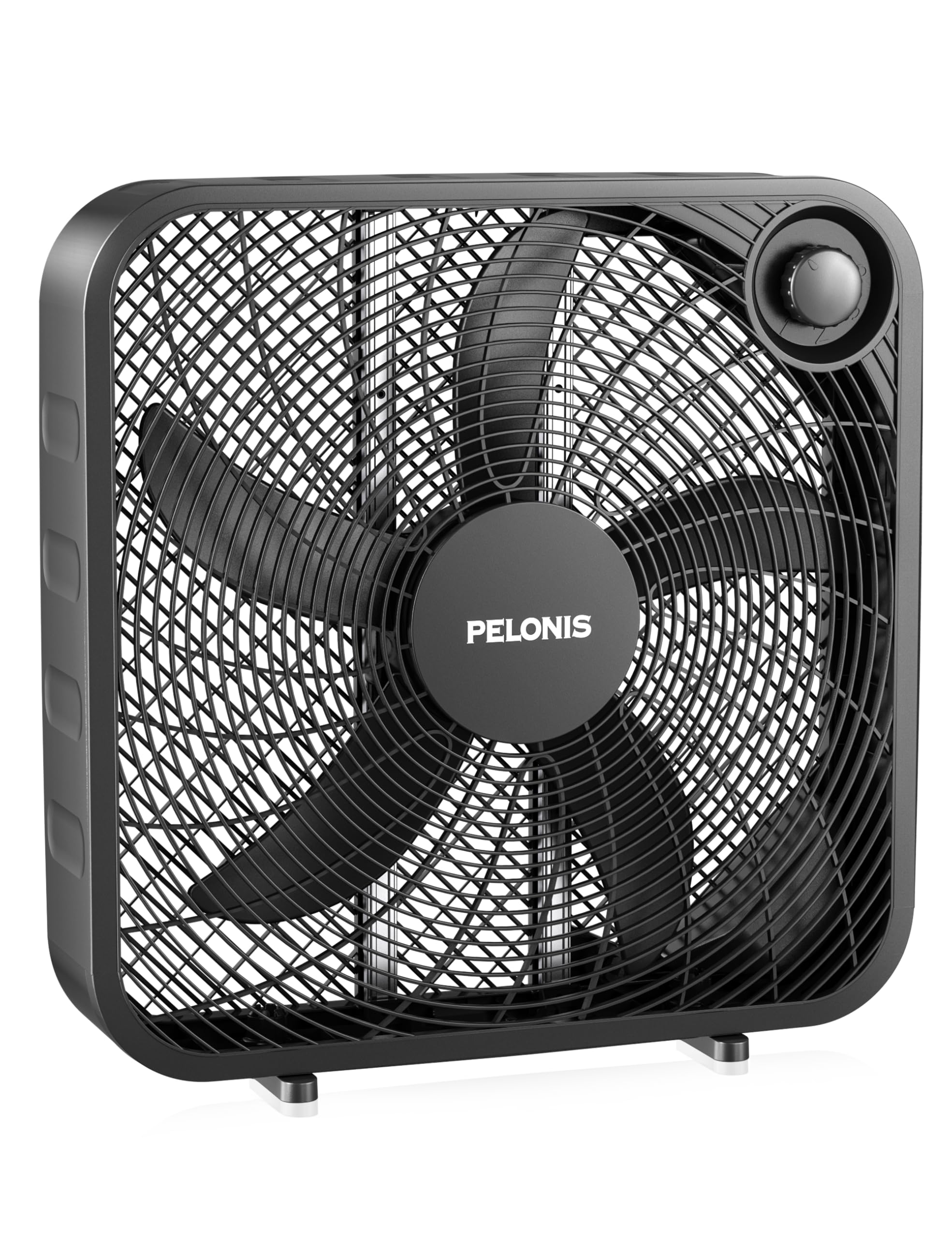 PELONIS 20 Inch Box Fan - 3 Speeds, 25ft/s, Floor Fans, Superior Air Throw (2295 CFM), Lightweight, 5 Blades, Portable & Durable