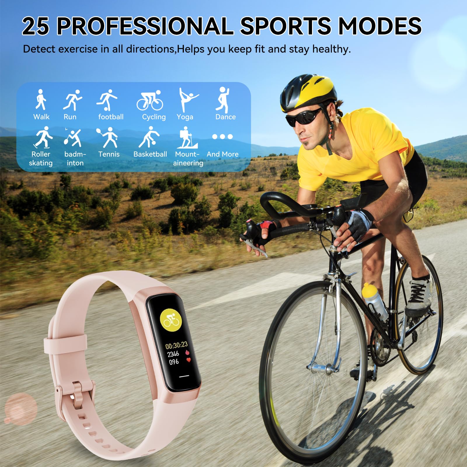 Appbyer Fitness Tracker With 24/7 Heart Rate, Blood Oxygen Blood Pressure Sleep Monitor, Activity Trackers 5 Atm Waterproof,Step