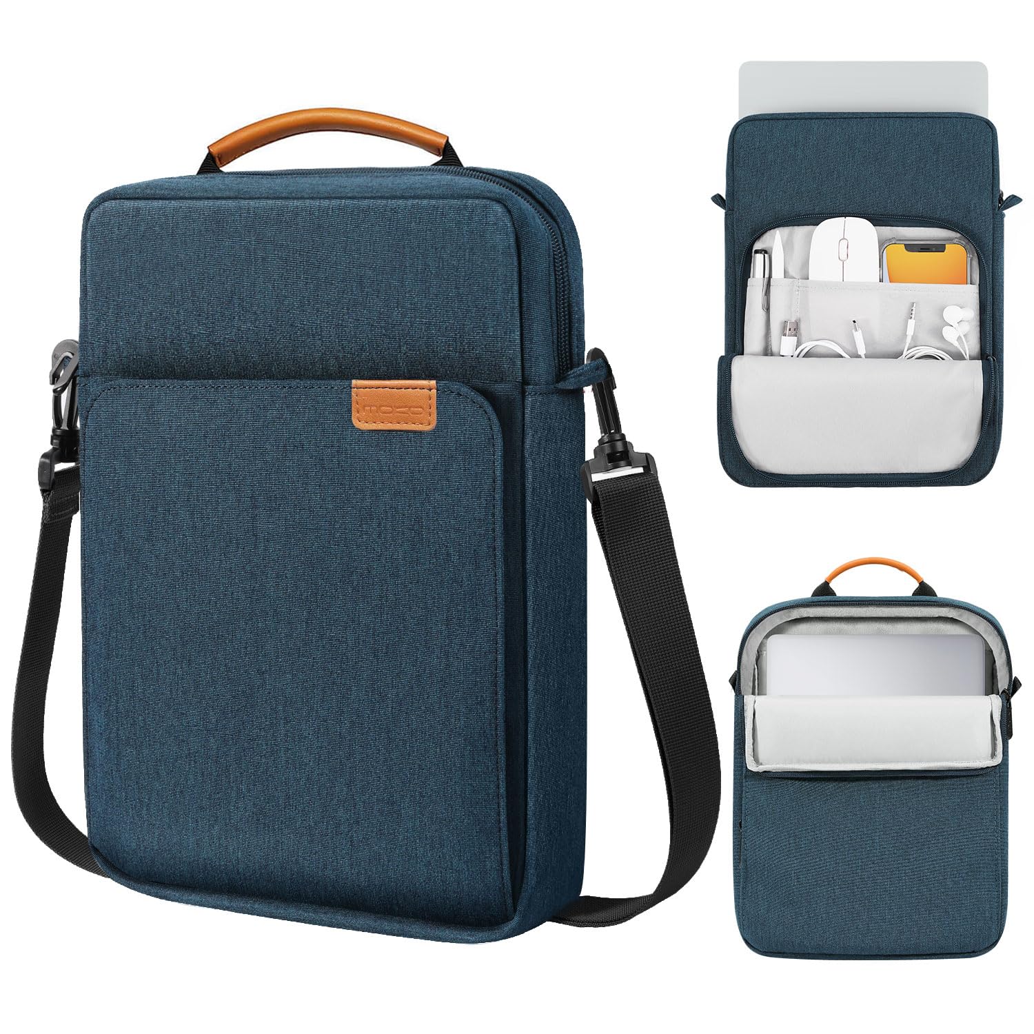 MoKo 12.9 Inch Tablet Sleeve Bag, Fits with 13 Inch New iPad Pro M4 & Air M2 2024,iPad Pro 12.9 M2&M1,Surface Laptop Go 12.4,Galaxy Tab S8+/S9+ 12.4,Handle Carrying Case with Shoulder Strap, Indigo