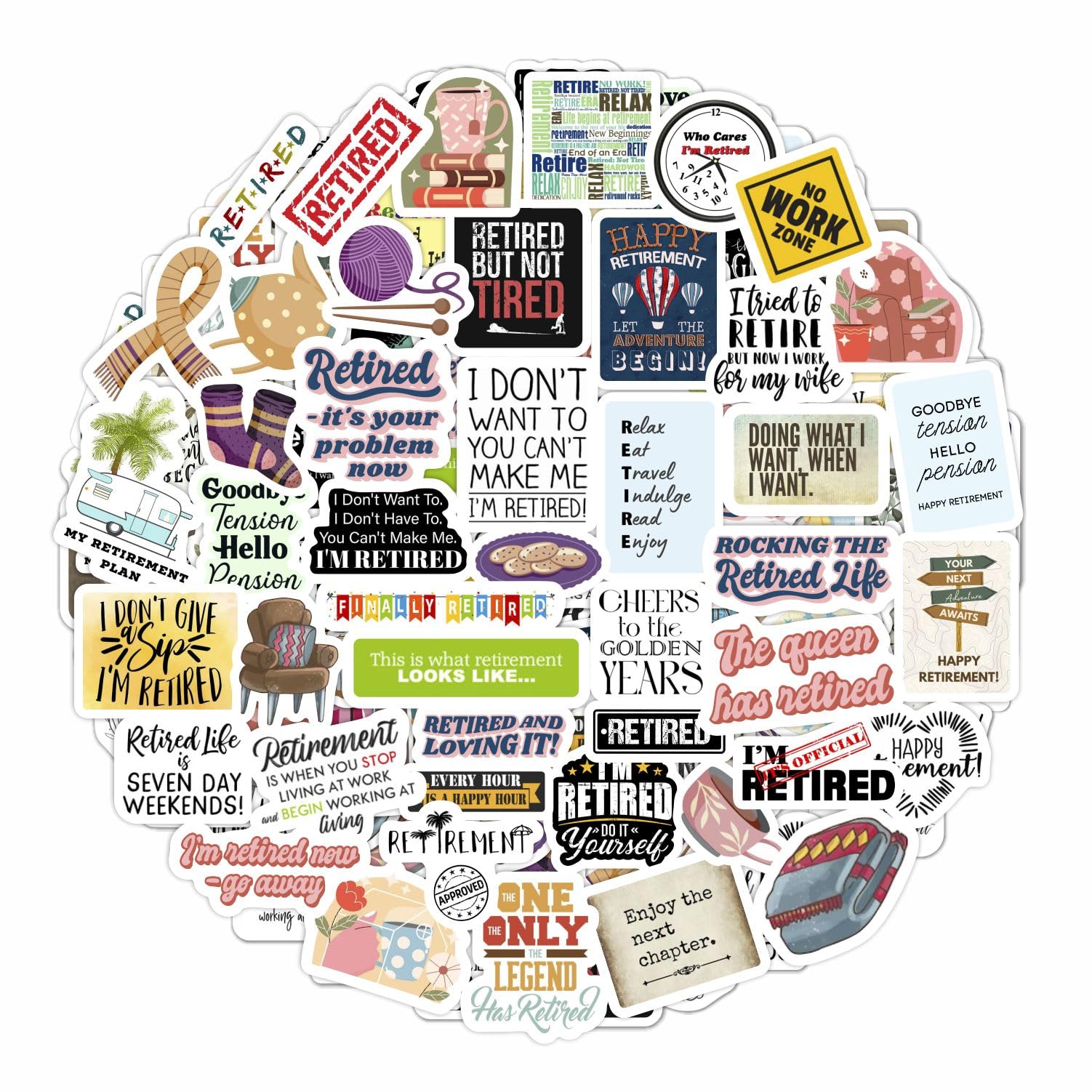 100Pcs Funny Retirement Stickers And Laptop Decals   Retirement Party Favors, Decorations, Supplies 2024   Retirement Gifts For 