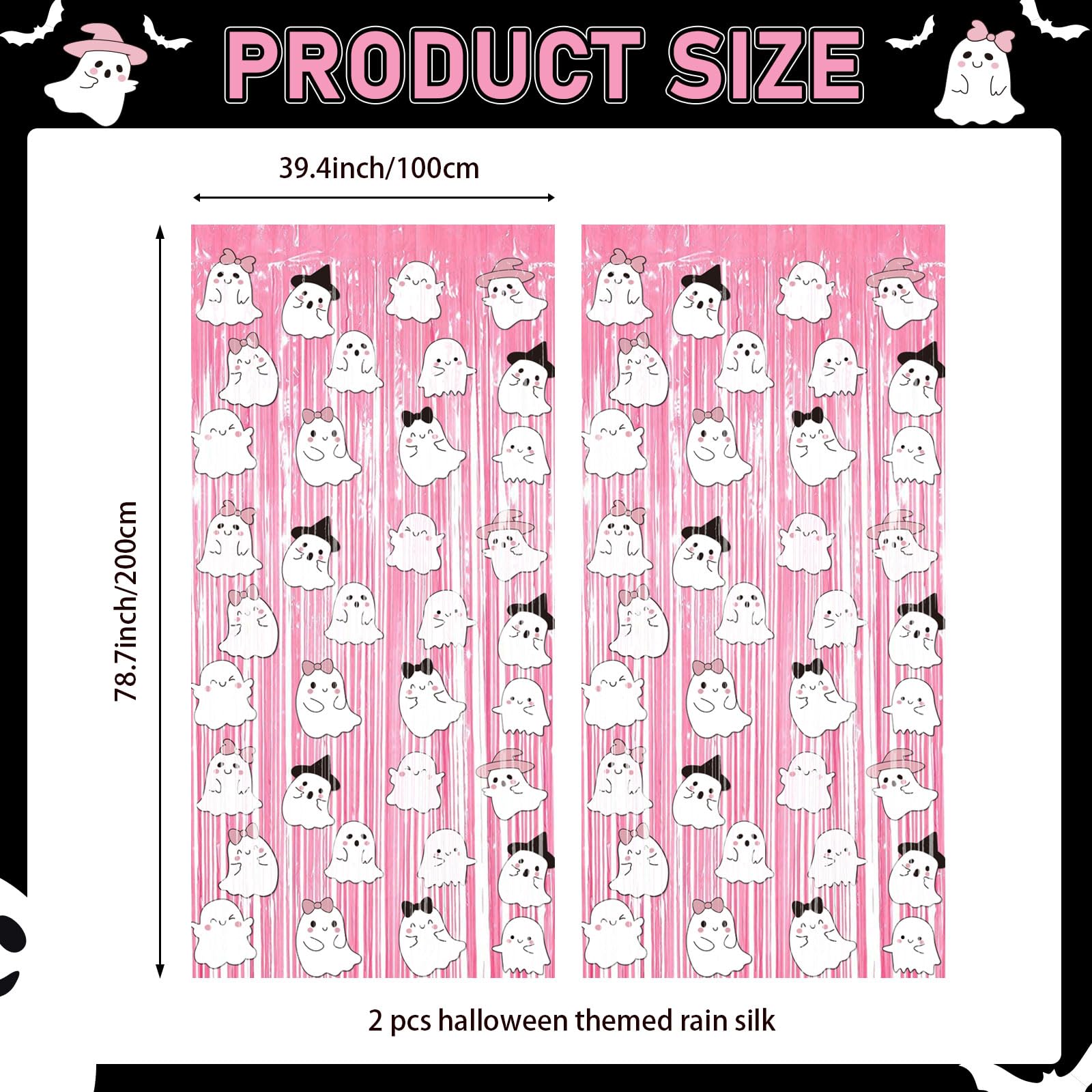 Pink Halloween Backdrop & Curtains - Birthday Party Decorations & Photo Booth Supplies