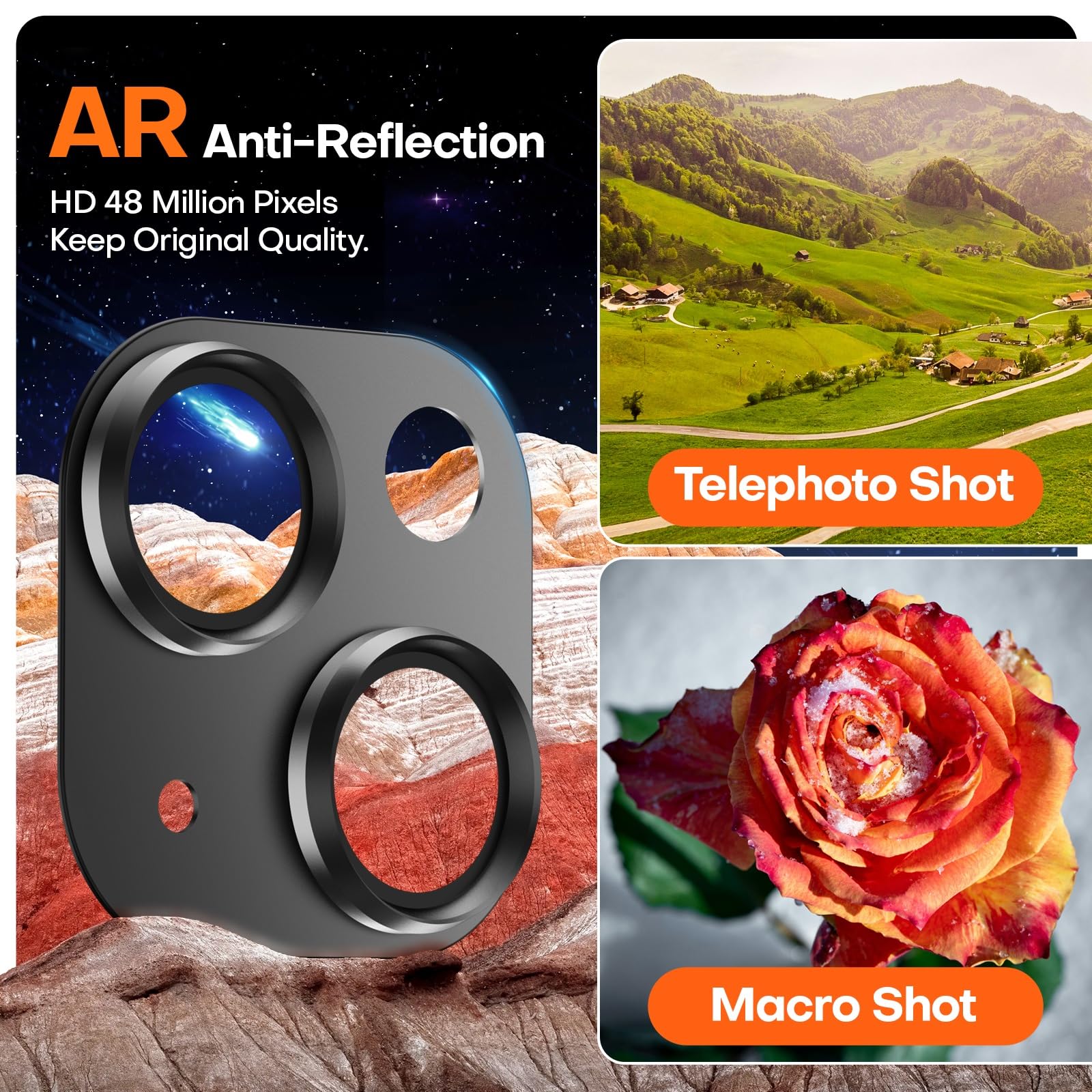 Wumigoo Camera Lens Protector For Iphone 15/Iphone 15 Plus/Iphone 14/Iphone 14 Plus, Aluminum Alloy Tempered Glass Camera Cover