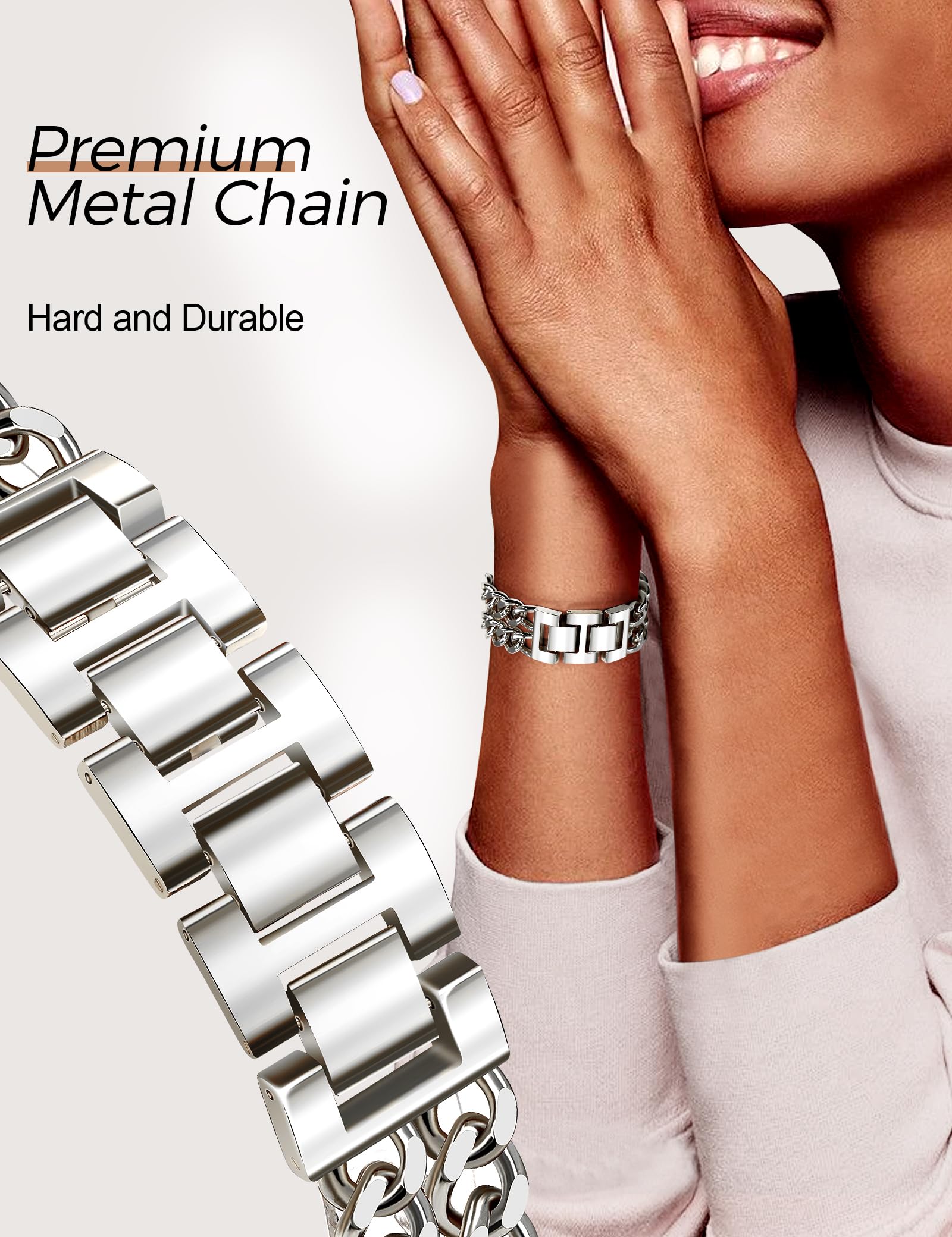 Jr.Dm Silver Watch Bands For Women Compatible With Apple Watch Band 38Mm 40Mm 41Mm 42Mm (S10) Adjustable Metal Band Cowboy Steel