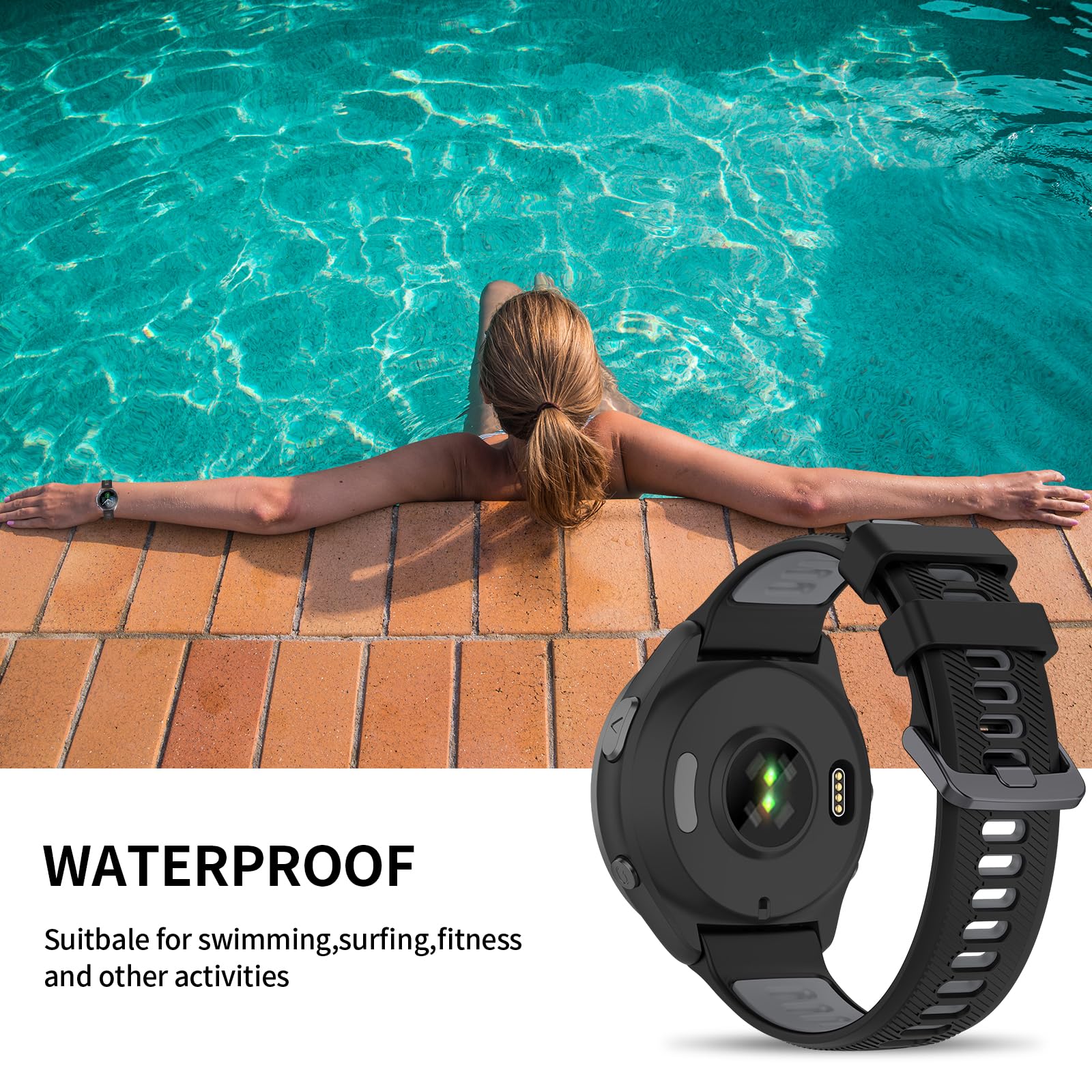 Baaletc Compatible With Garmin Forerunner 945/ Forerunner 935 Watch Bands, Soft Silicone Sports Garmin 935/Fenix 5/Fenix 5 Plus Watch Band Replacement For Garmin Forerunner 945 Smartwatch