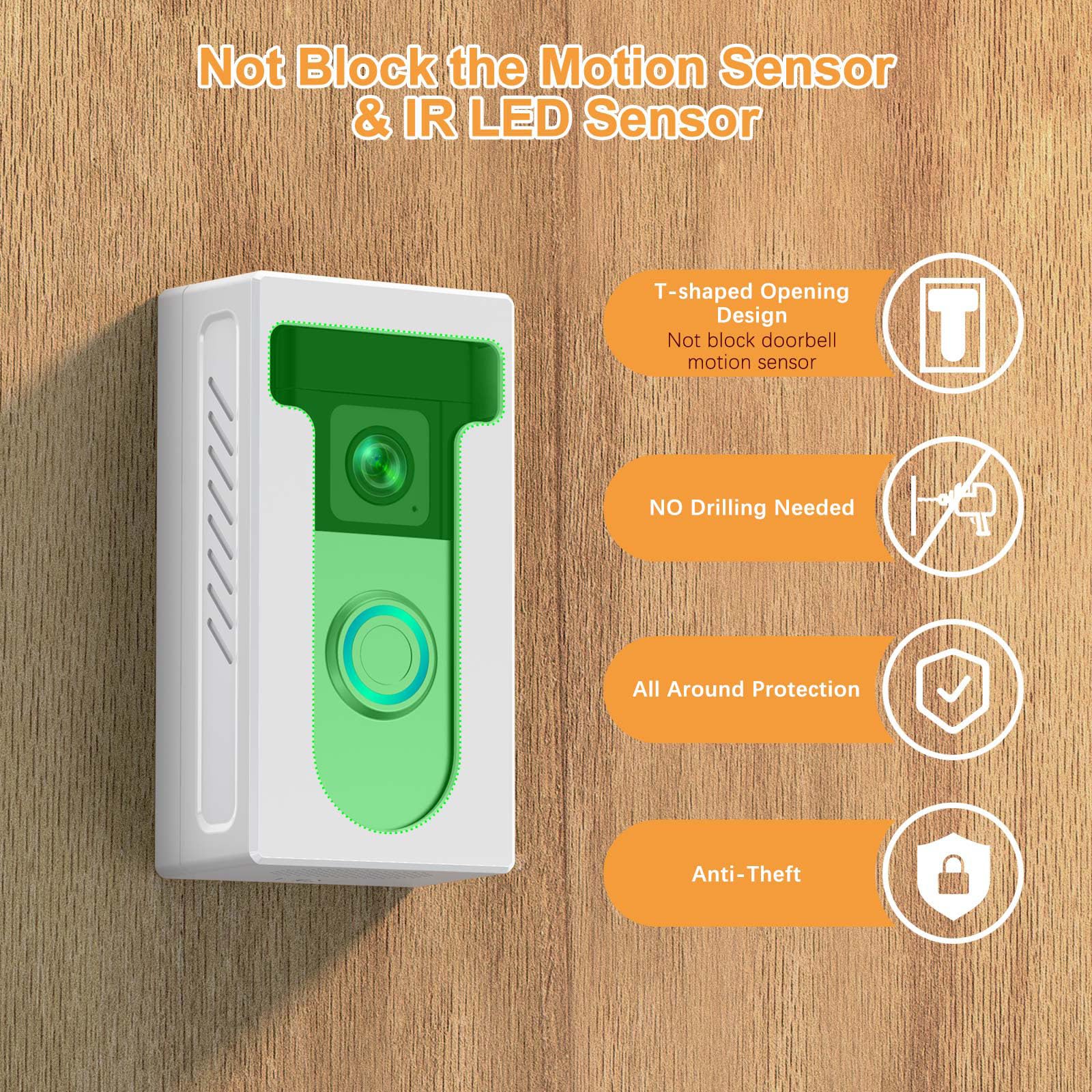 Qibox Adhesive Video Doorbell Mount Compatible For Ring/Blink Wireless Video Doorbell,No Drill Camera Mount Bracket Cover Holder