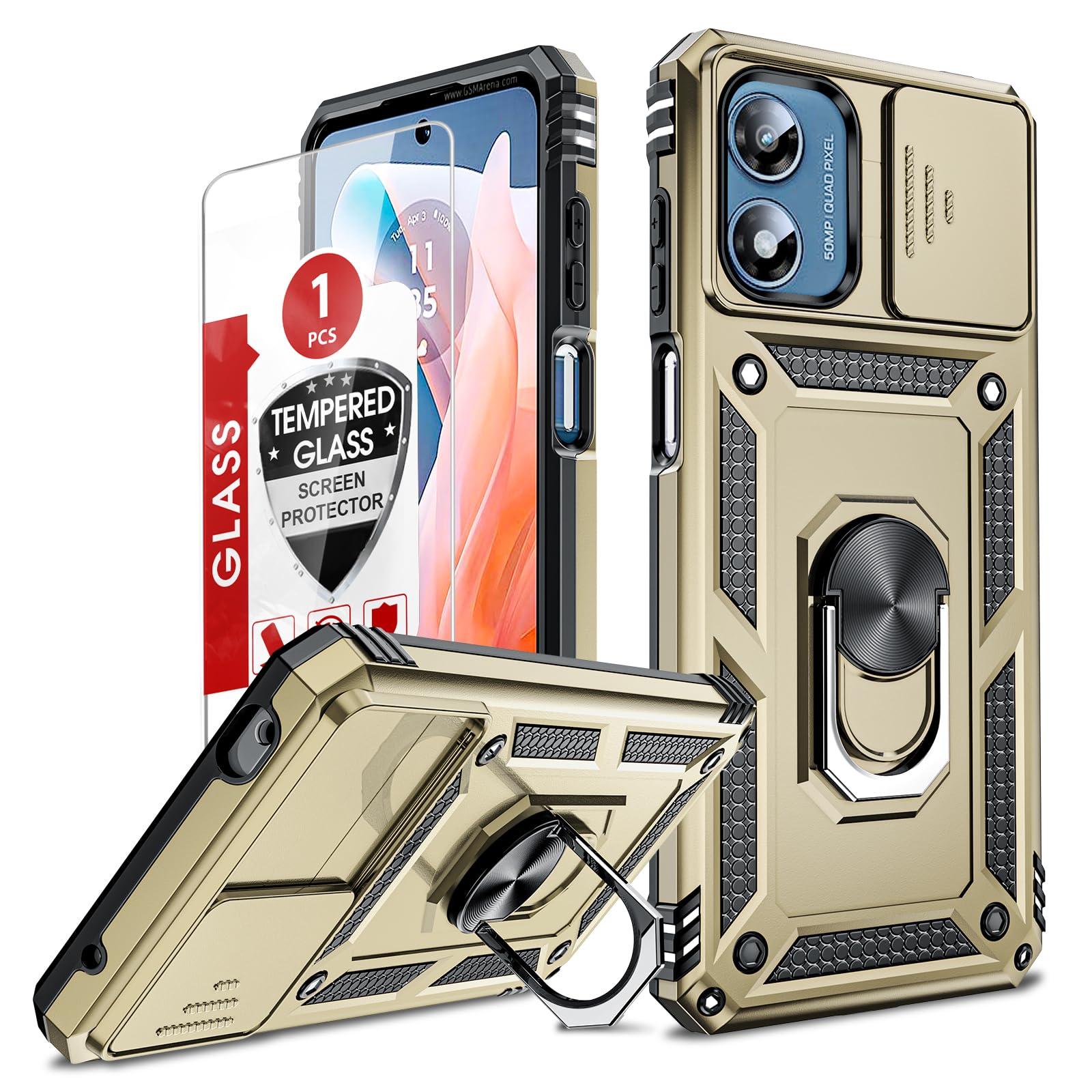 Leyi For Motorola Moto G Play Case 2024, G Play 2024 Case With Slide Camera Cover And Screen Protector, [Military Grade] Android