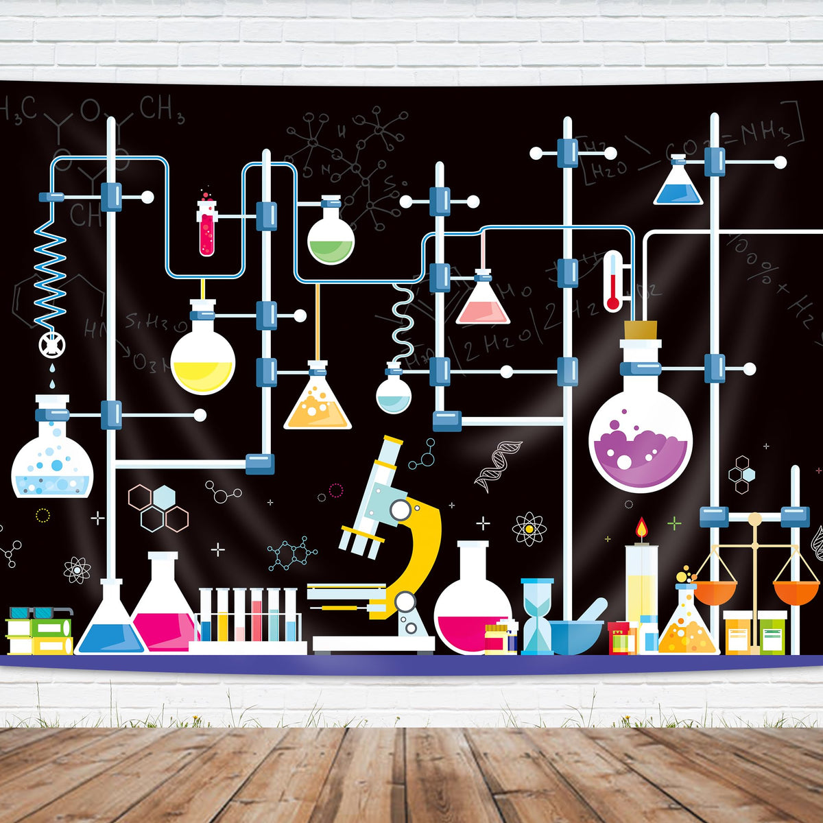 Imirell Chemical Science Birthday Backdrop 7Wx5H Feet Experiments For Kids Boys Chemistry Lab Mad Scientist Research Polyester F