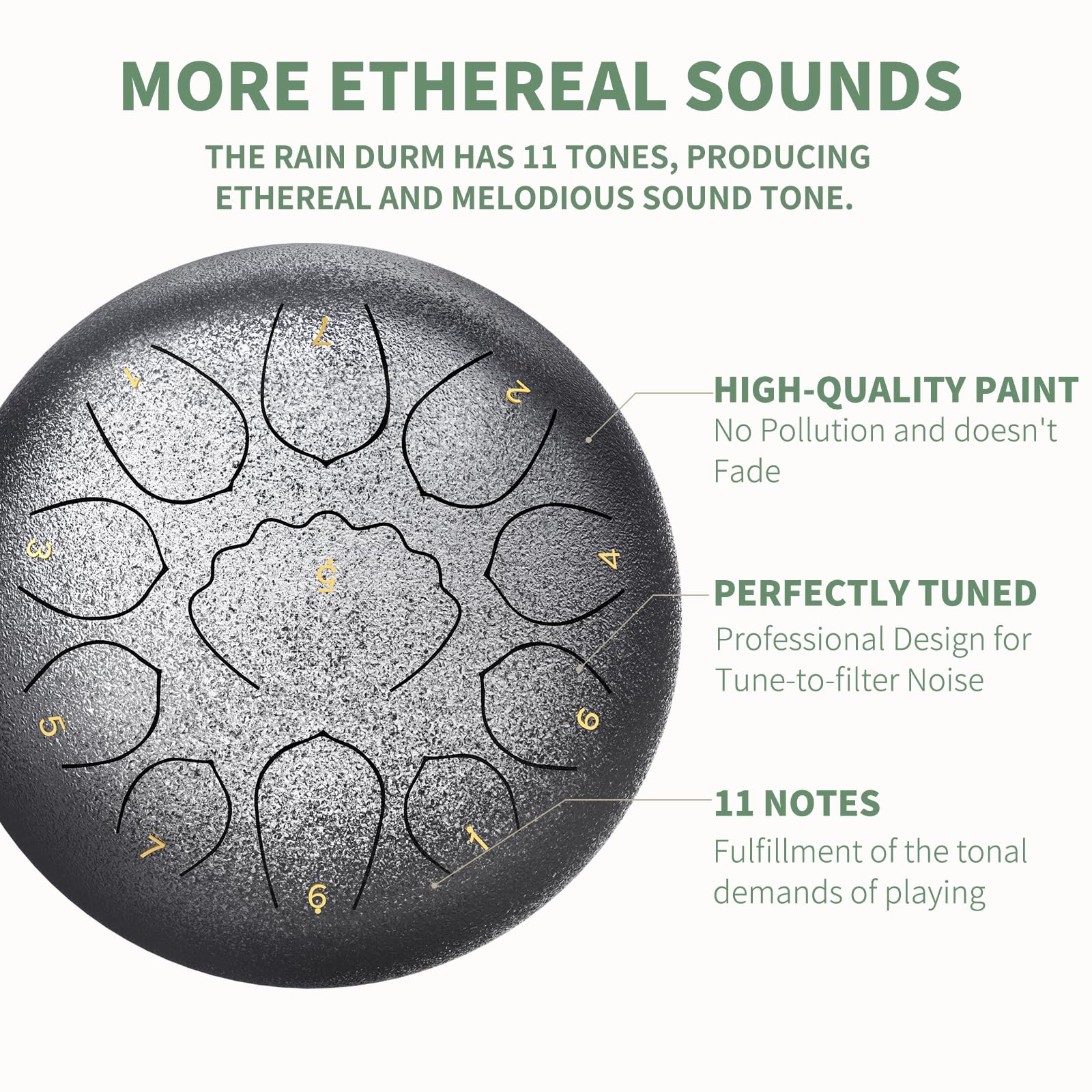 Rain Drum For Outside Garden, 8 Inches 11 Notes Steel Tongue Drum Rain Chime, Chakra Drum For Rain, Rain Drum For Outside Garden