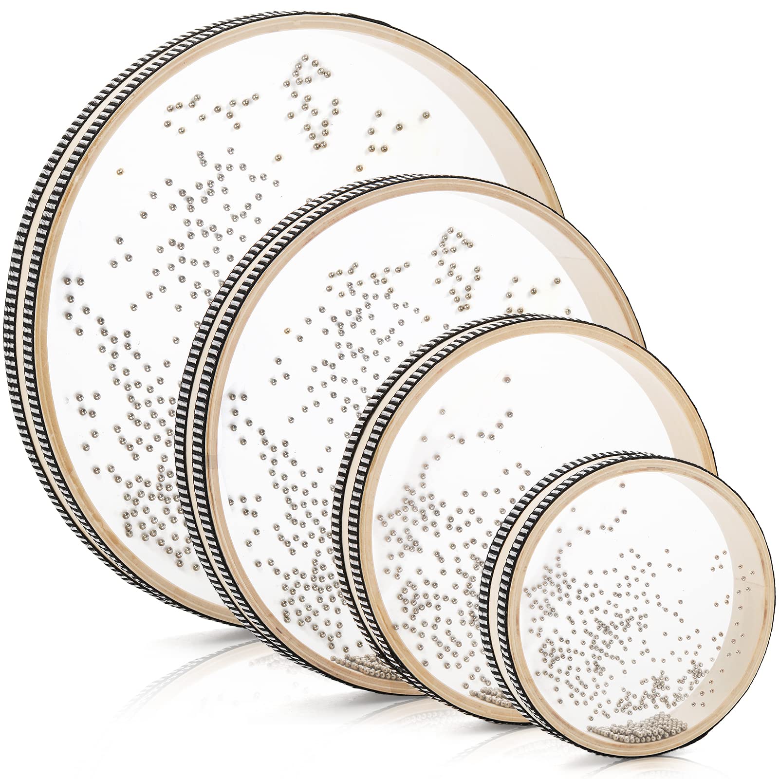 Fasmov 4 Pack Wave Bead Ocean Drum, Sea Sound Drum With Hardwood Shell Ocean Sound Drum Musical Instrument Percussion For Home S