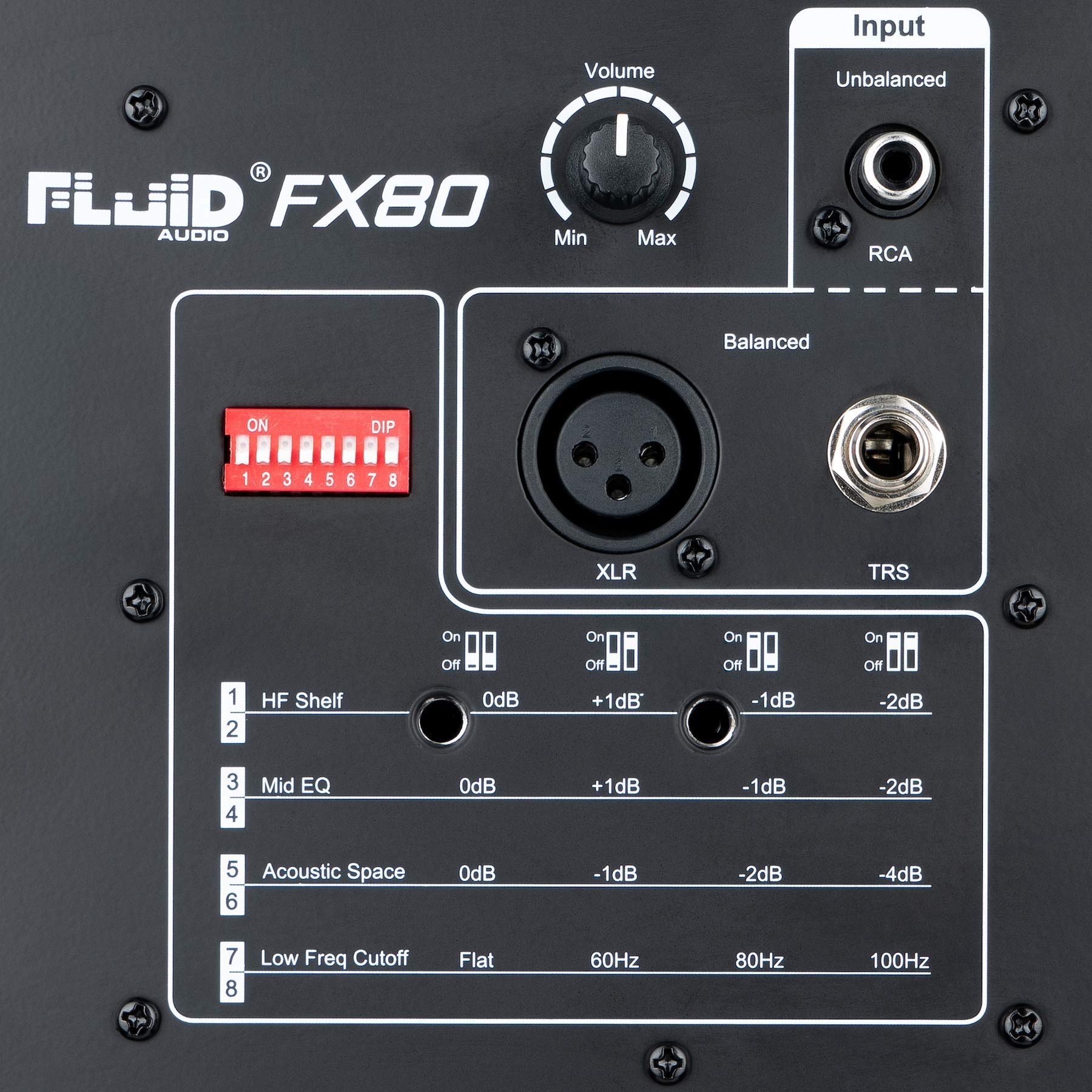Fluid Audio Fx80 Black : 8' Single Point Source Coax Reference Monitor, Bi Amplified 110W 35Hz   22Khz (+/ 3Db)