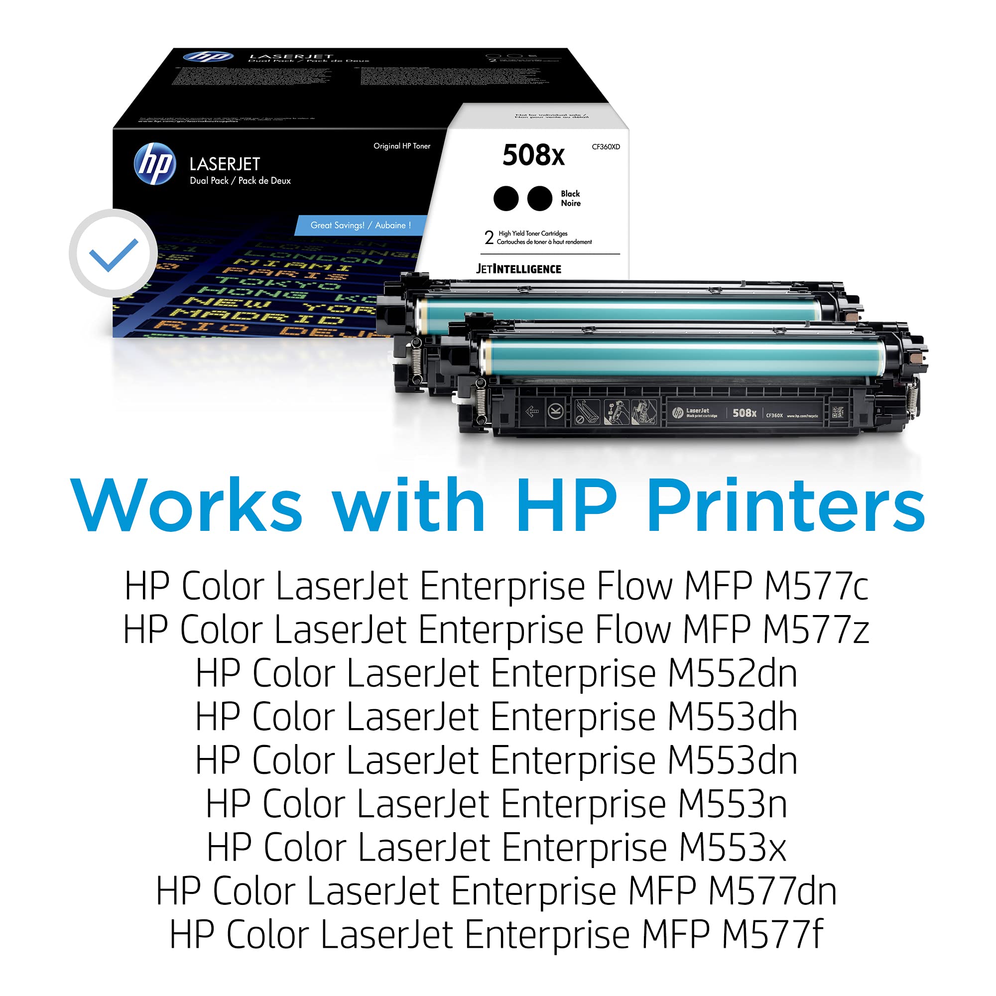 Hp Original 508X Black High Yield Toner Cartridges (2 Pack) | Works With Color Laserjet Enterprise M552, M553, Color Laserjet En