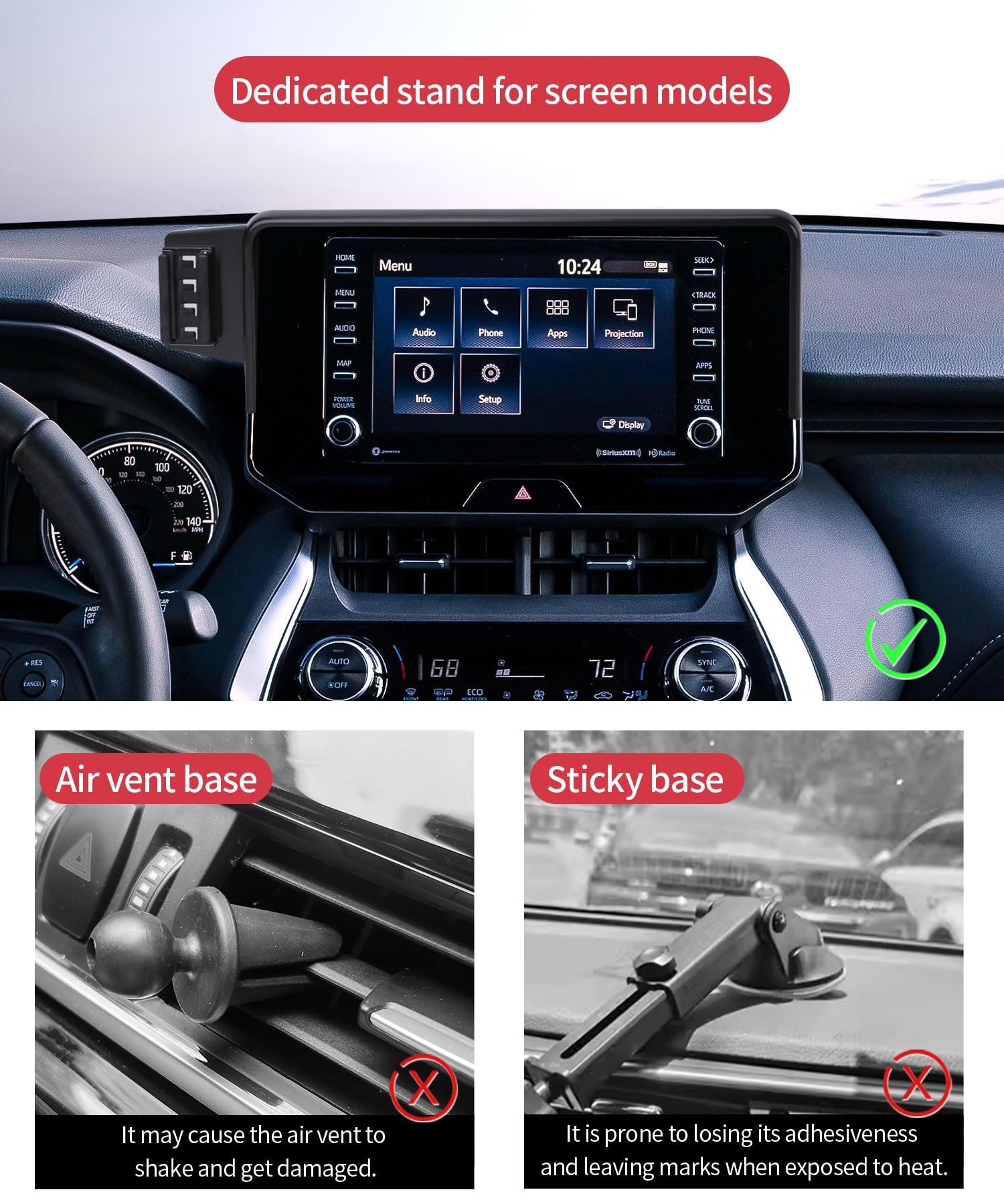 Masergogo Car Phone Holder For 2021-2024 Toyota Venza, 360 Rotation, 8 Inch Screen Fixed Clip, Auto Accessories Navigation Brack