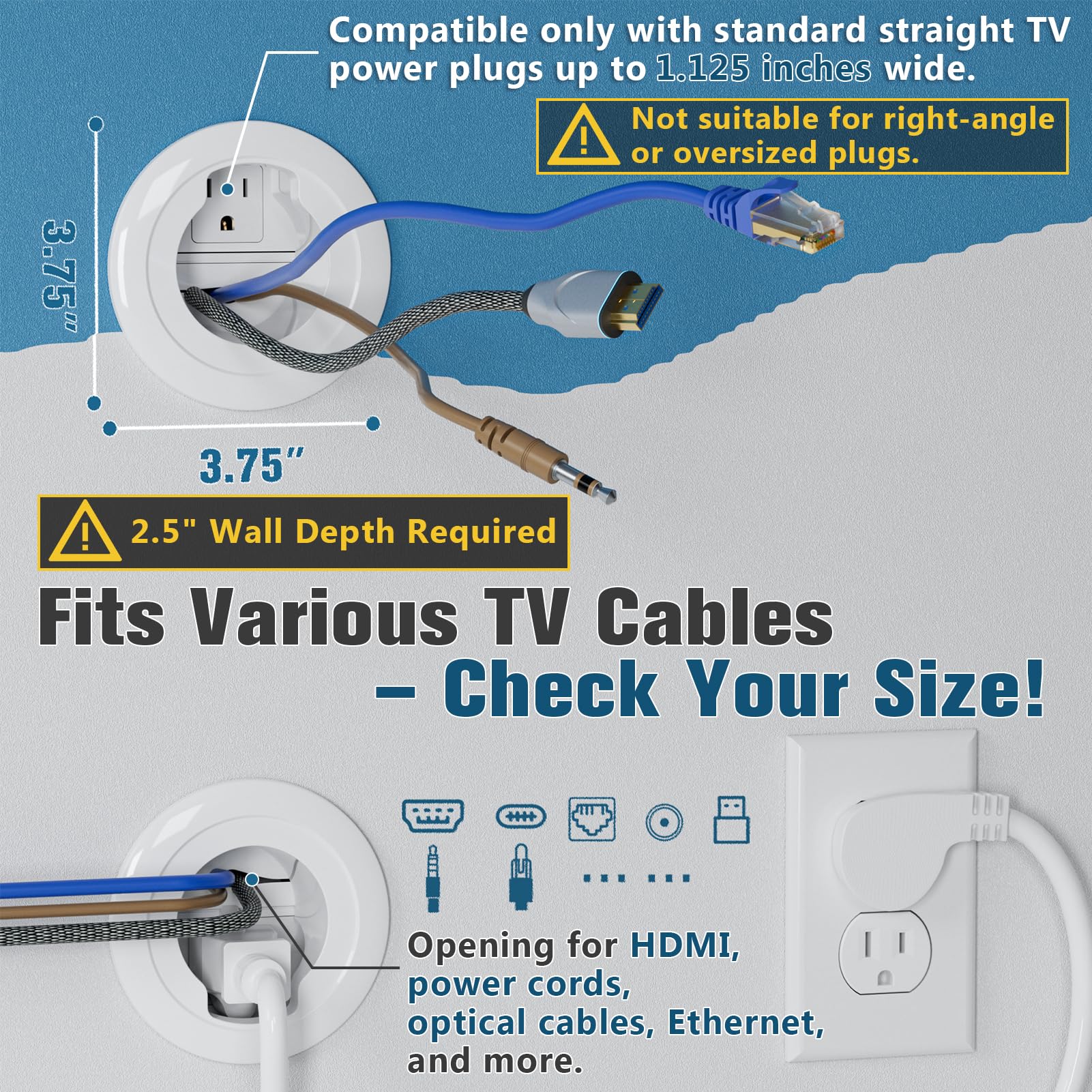 In Wall Cable Management Kit, Power & Low Voltage Wire Organizer With Hole Saw Drill For Easy Tv Wall Mounting, Tv Wire Hider Fo