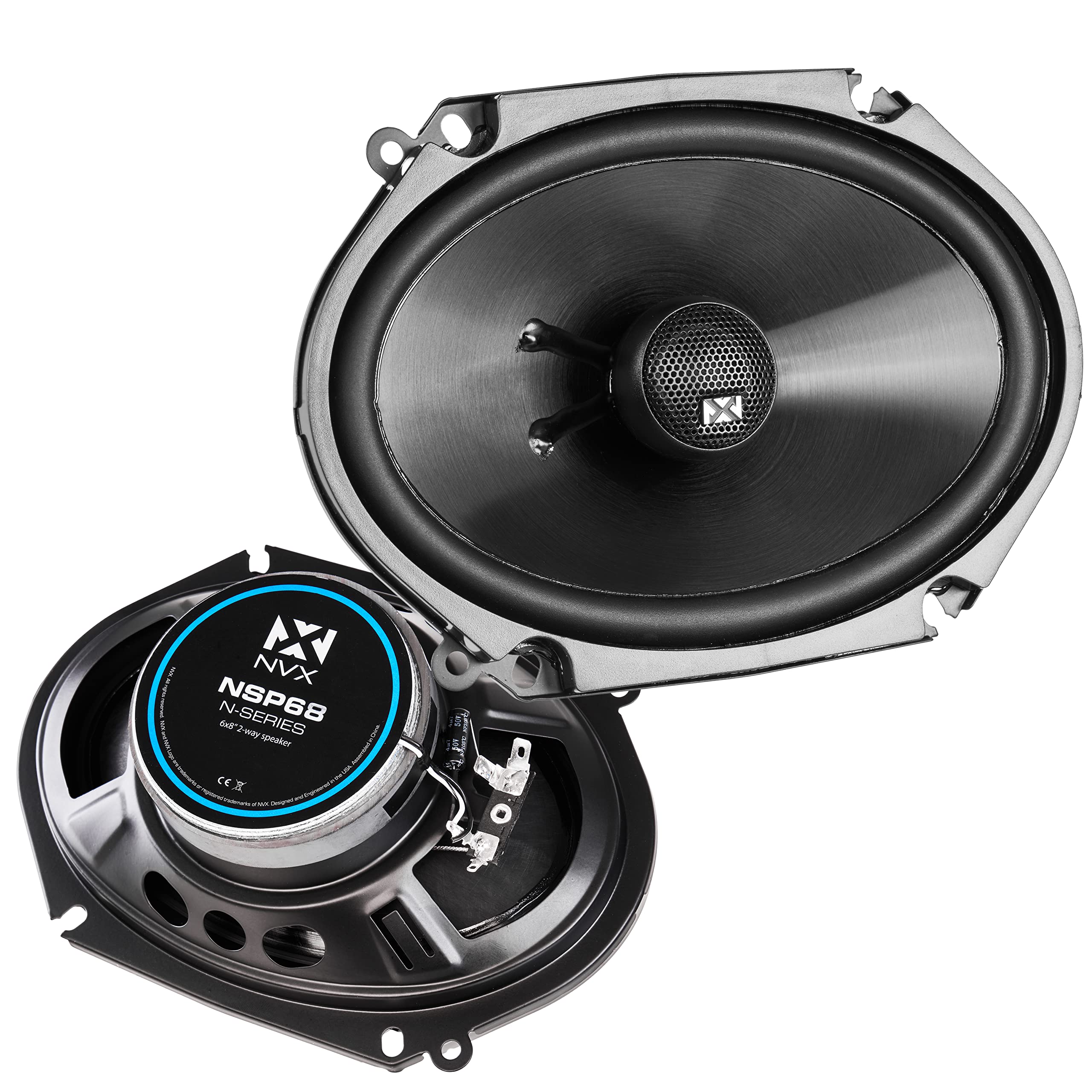 NVX NSP68 6x8 Car Speakers, 540W Max, 180W RMS, 2Way Coaxial w/Silk Dome Tweeters & Builtin XOvers, Easy to Install in Cars/T