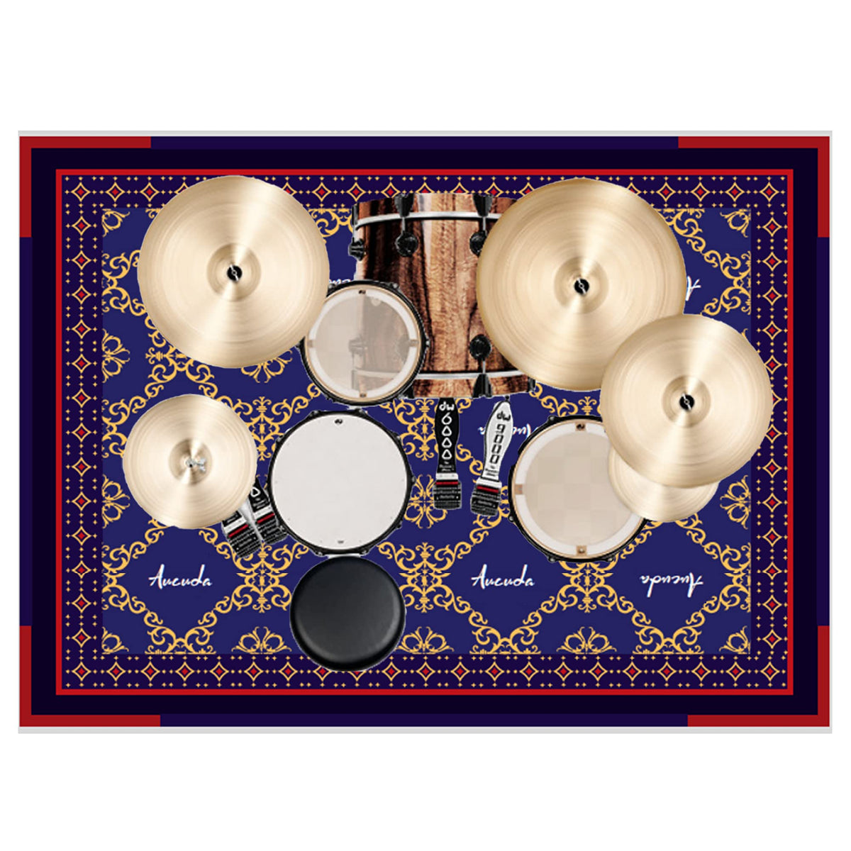 Aucuda Drum Rug, 4X6Ft Drum Mat, Tightly Woven Fabric Drum Set Carpet With Non-Slip Grip Bottom, Electric Drum Accessories For S
