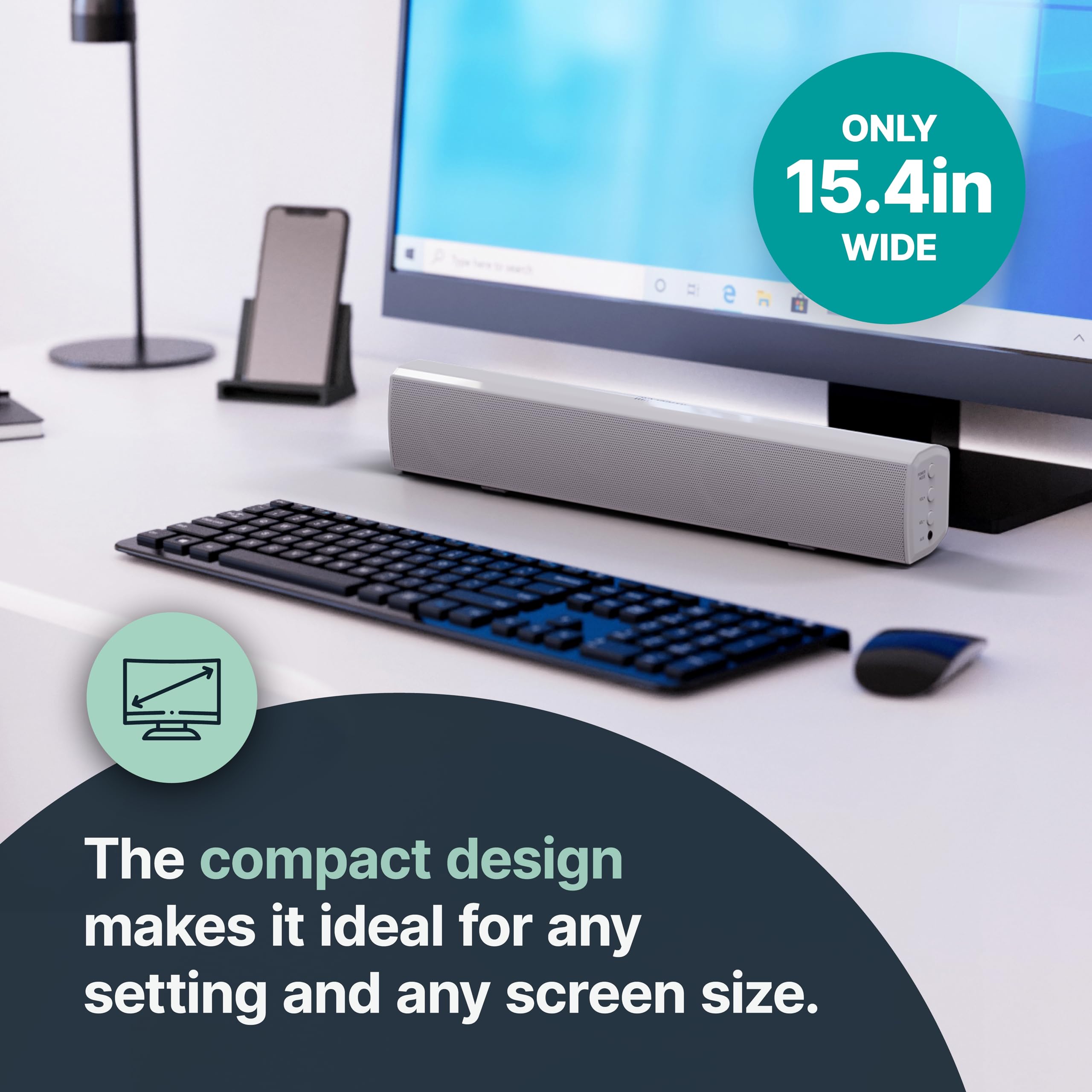 Majority 15 Inch Soundbar For Tv, Bluetooth Sound Bar 50 Watts, Home Audio Speaker, Small Pc Soundbar And Speaker Bar | Aux, Rca