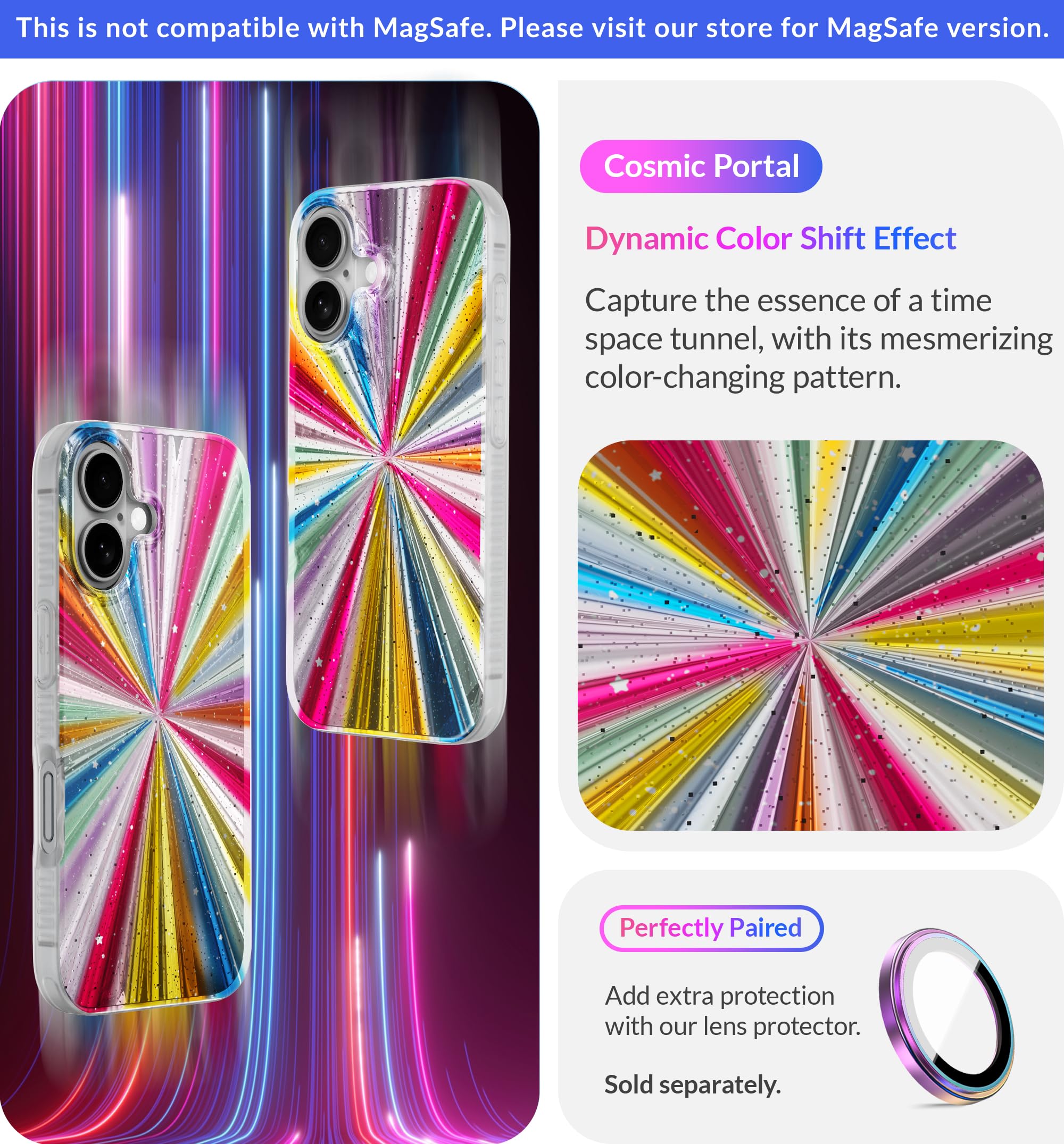Lonli Hue   For Iphone 16 Plus Case   Cosmic Portal Phone Case   [360 Shock Absorbent Bumper]   Cute, Unique And Aesthetic Phone