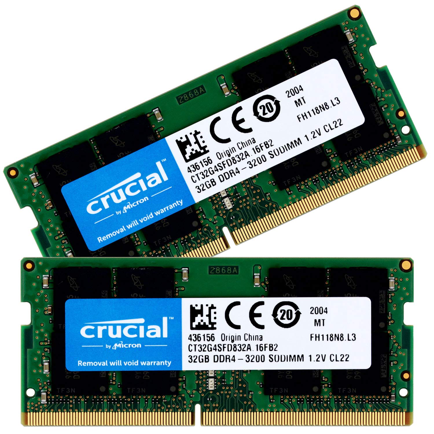 Crucial Laptop Memory PC425600 (DDR43200) 64GB (2 x 32GB) SODIMM CT32G4SFD832A [Lifetime Warranty] [Parallel Import]