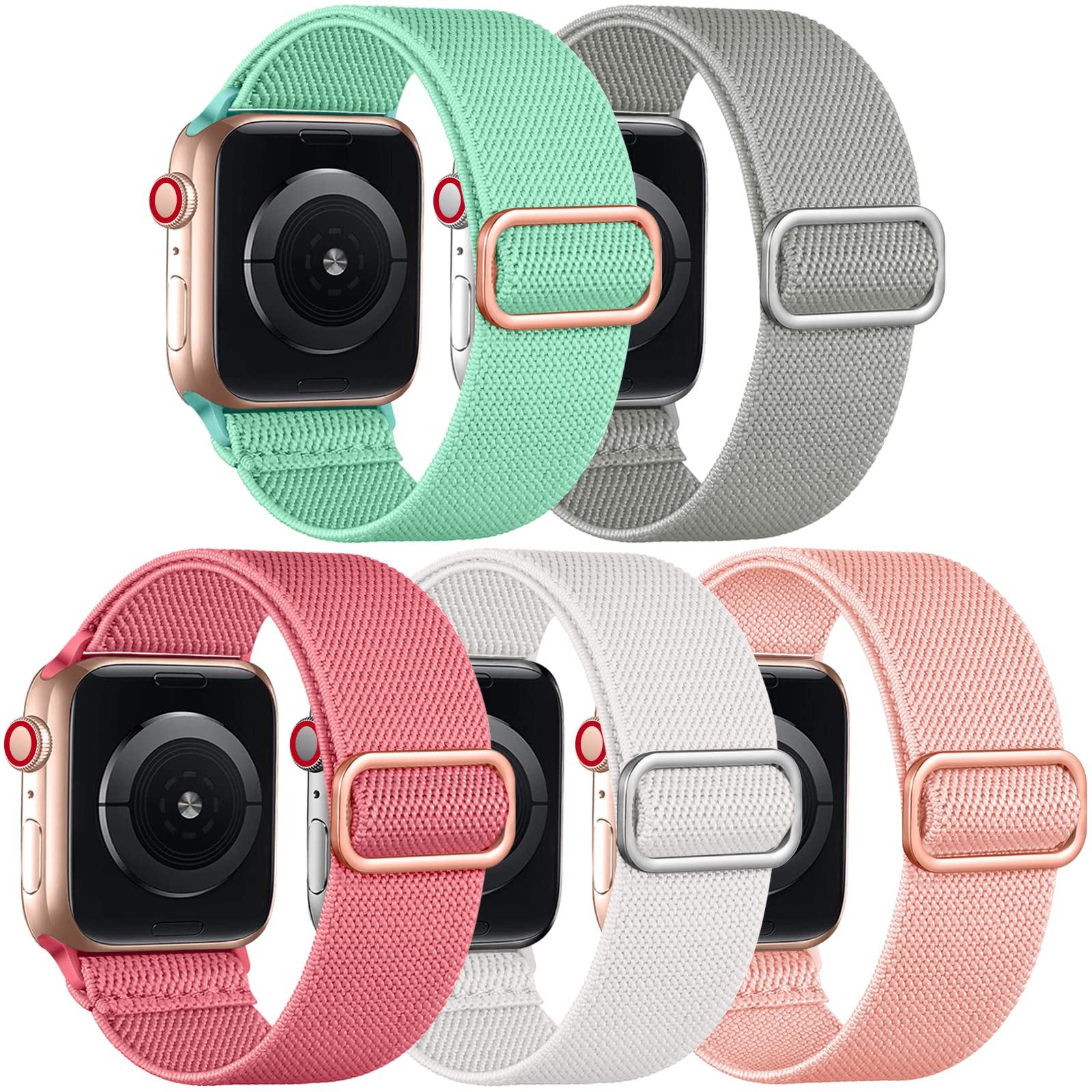 Adorve Stretchy Solo Loop Compatible With Apple Watch Ultra Band 49Mm 46Mm 45Mm 44Mm 42Mm 41Mm 40Mm 38Mm Men Women, Soft Nylon E