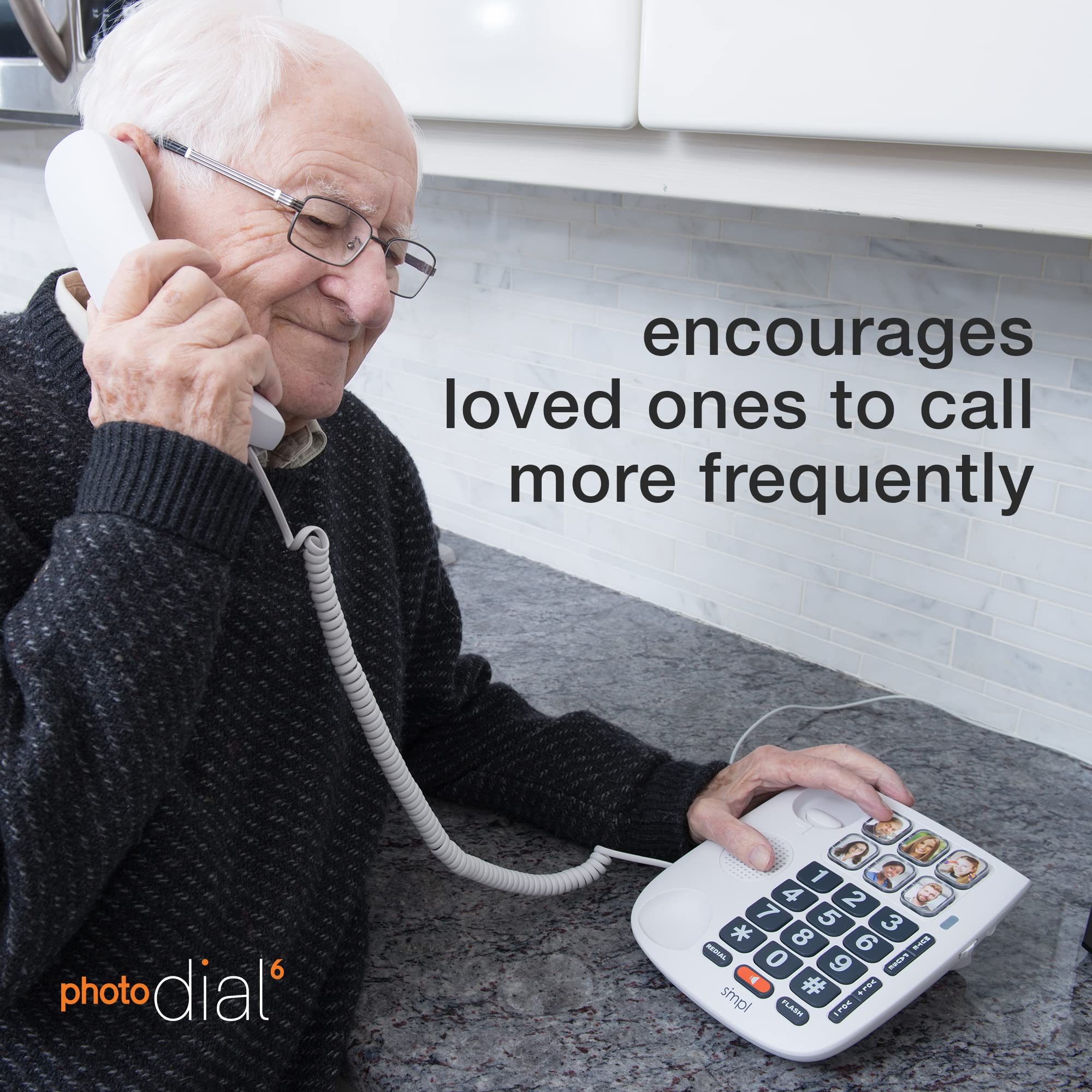 Smpl Hands Free Dial Corded Phone With Photo Memory, One Touch Dialing, Large Buttons, Flashing Alerts   For Seniors, Hearing Impaired #56010