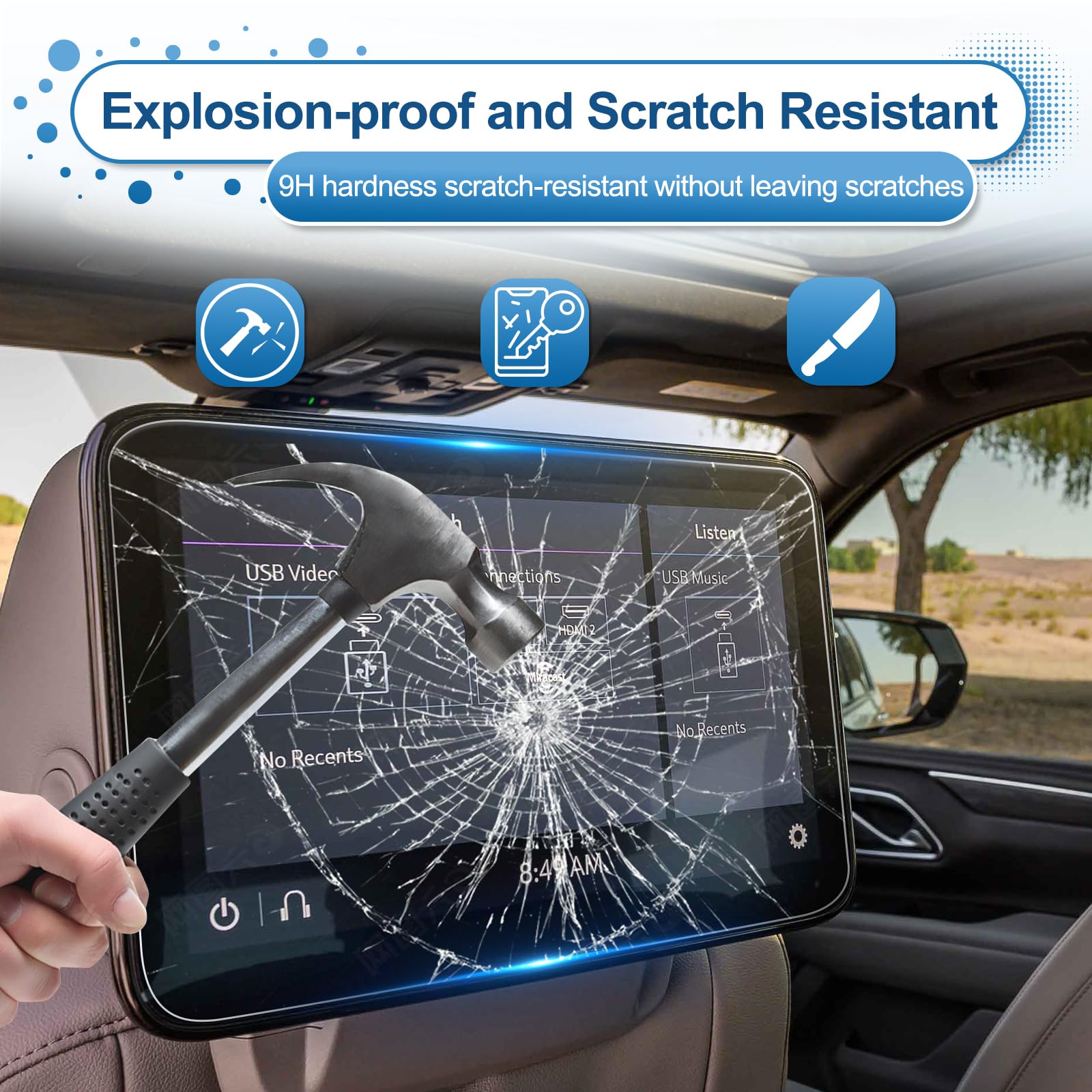 Coleya (2Pack) 2021 2024 2025 Tahoe Screen Protector For Chevrolet Tahoe Rear Seat 12.6 Inch Display, 9H Tempered Glass 2023 202